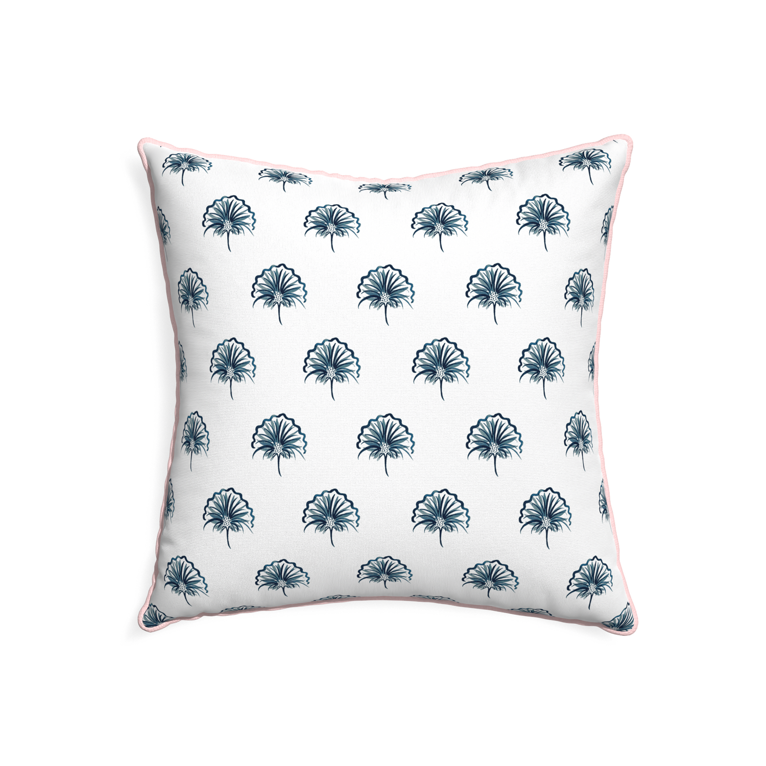 22-square penelope midnight custom floral navypillow with petal piping on white background