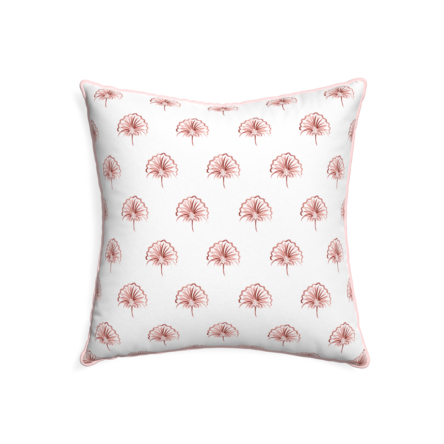 22-square penelope rose custom pillow with petal piping on white background