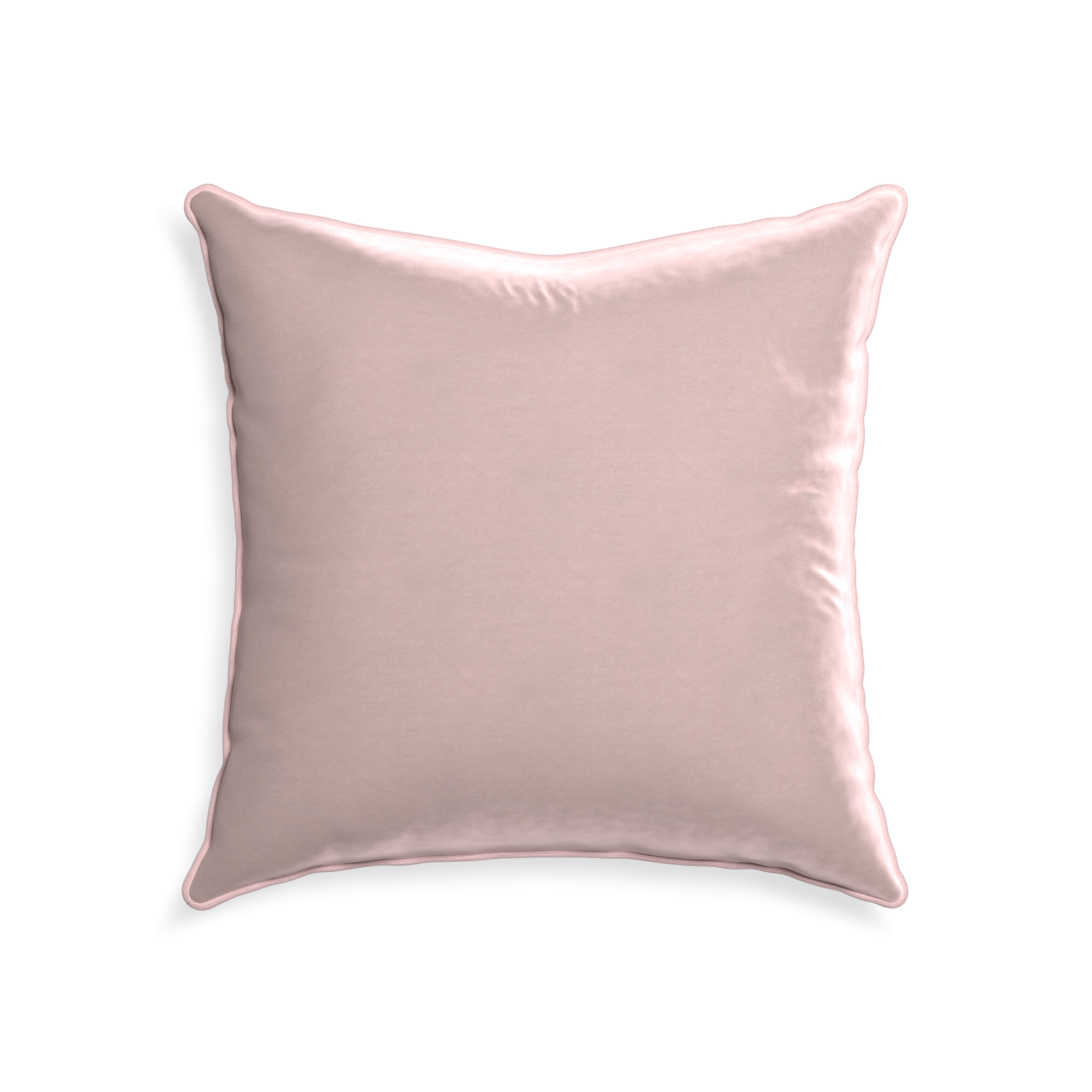 22-square rose velvet custom pillow with petal piping on white background