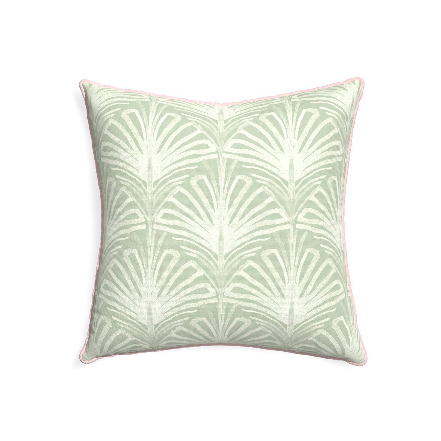 22-square suzy sage custom pillow with petal piping on white background