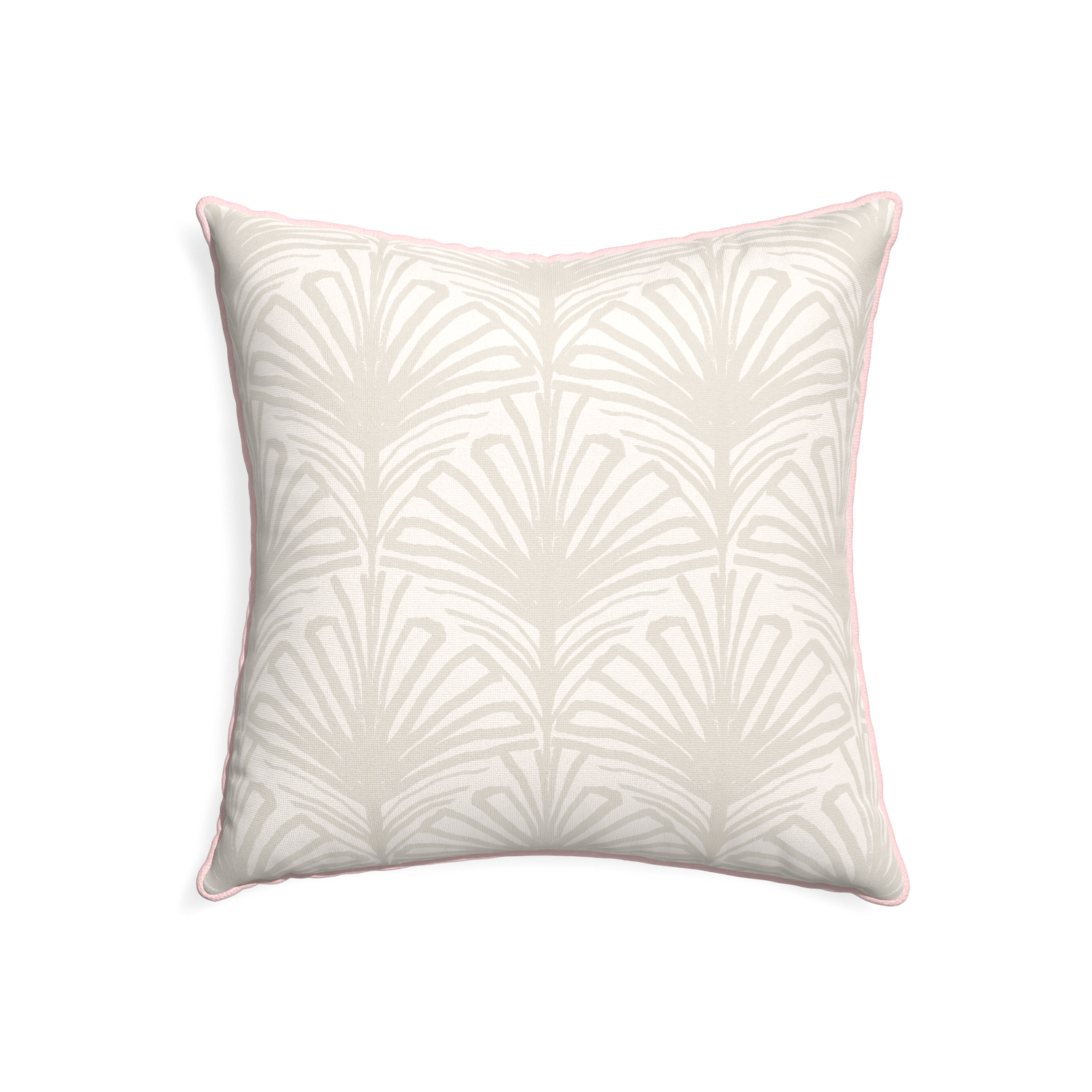 22-square suzy sand custom pillow with petal piping on white background