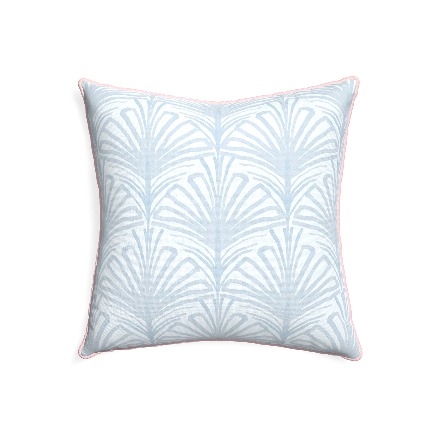 22-square suzy sky custom pillow with petal piping on white background