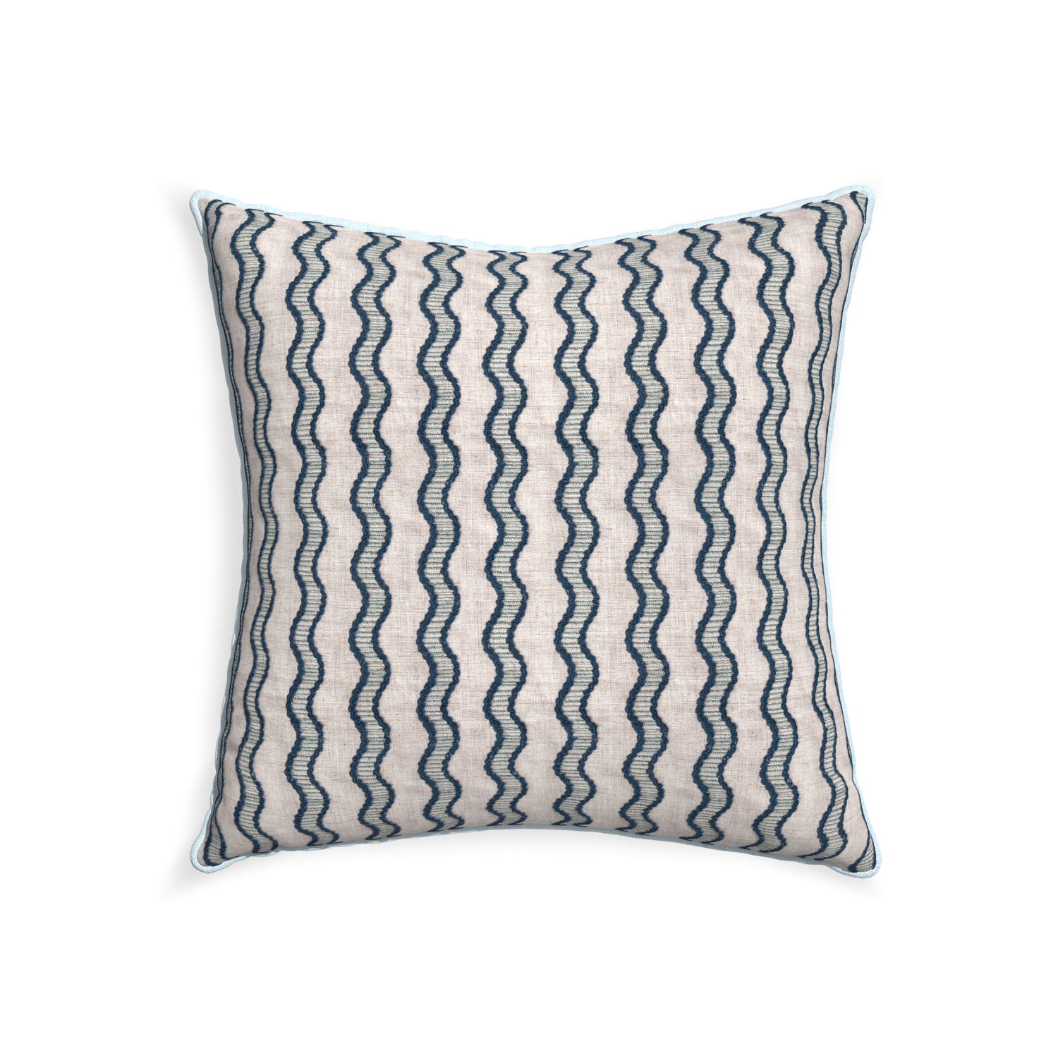 22-square beatrice custom embroidered wavepillow with powder piping on white background