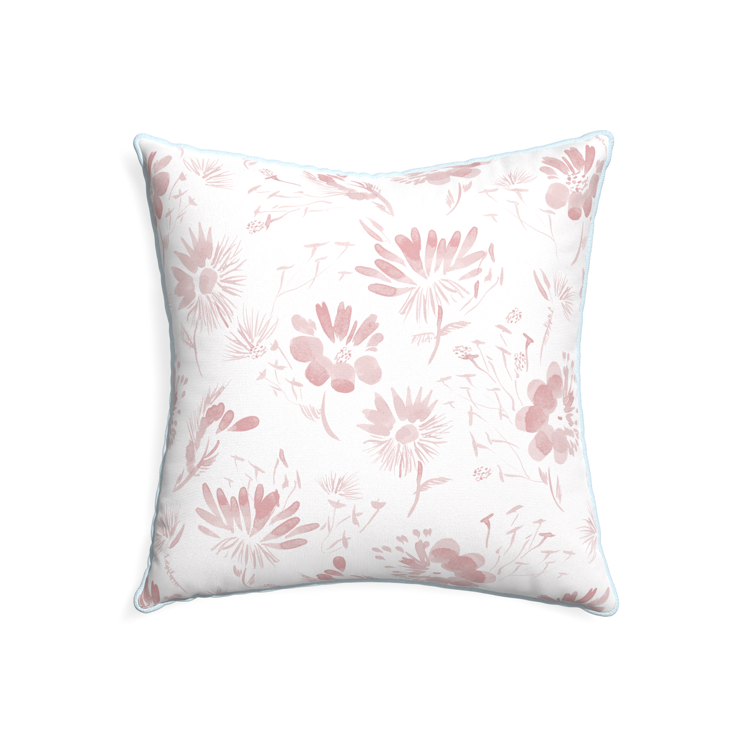 22-square blake custom pillow with powder piping on white background