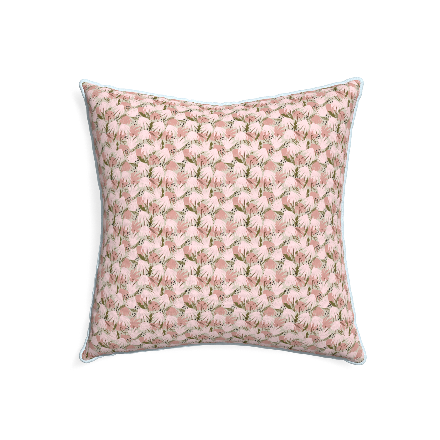 22-square eden pink custom pink floralpillow with powder piping on white background
