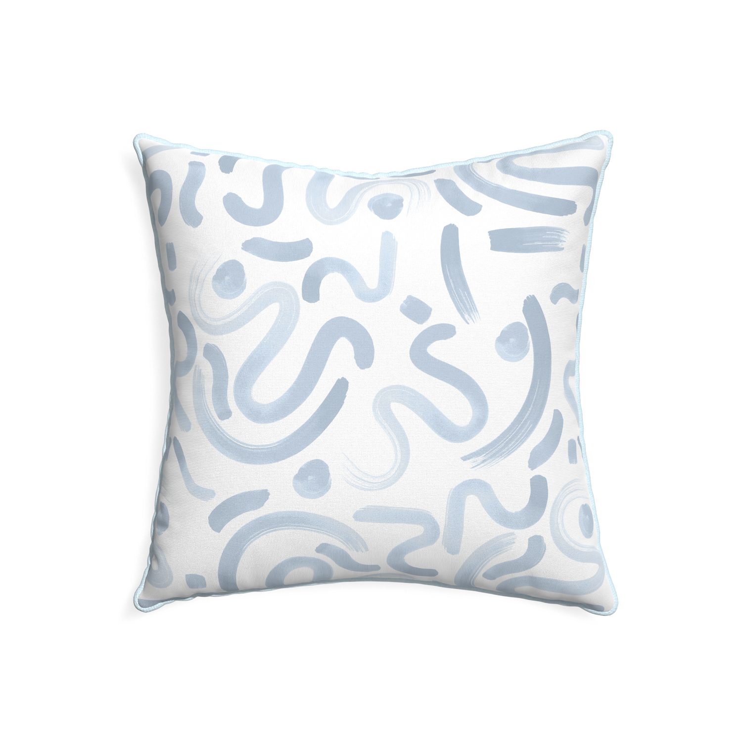 22-square hockney sky custom pillow with powder piping on white background