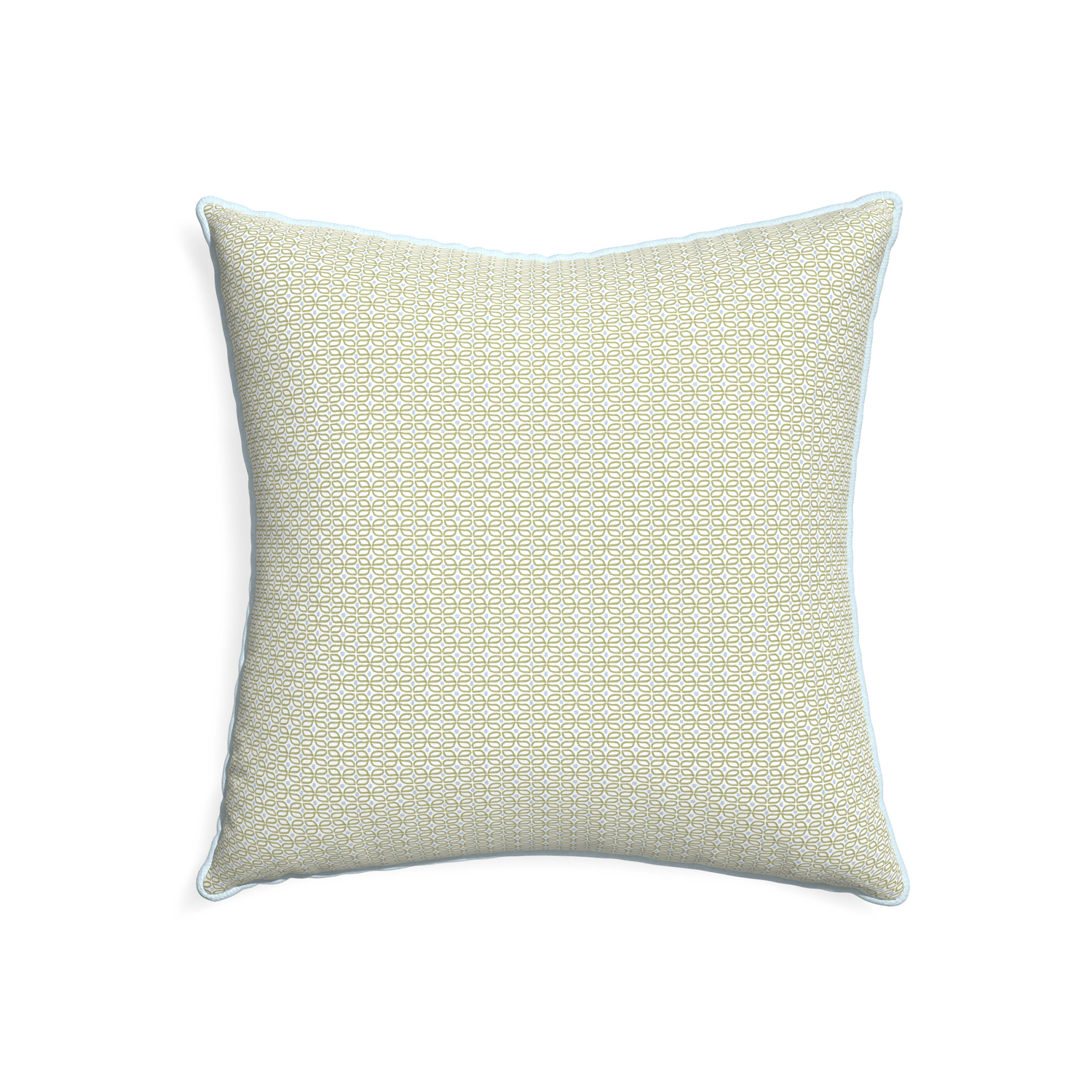 22-square loomi moss custom pillow with powder piping on white background