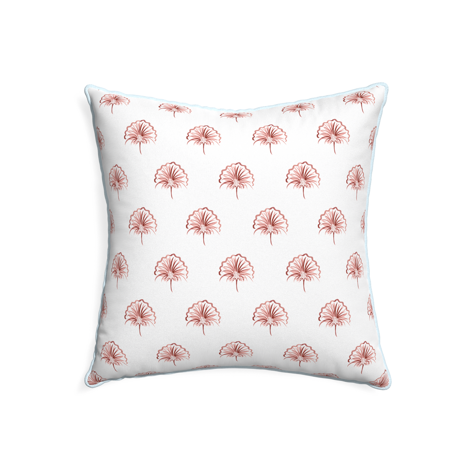 22-square penelope rose custom floral pinkpillow with powder piping on white background