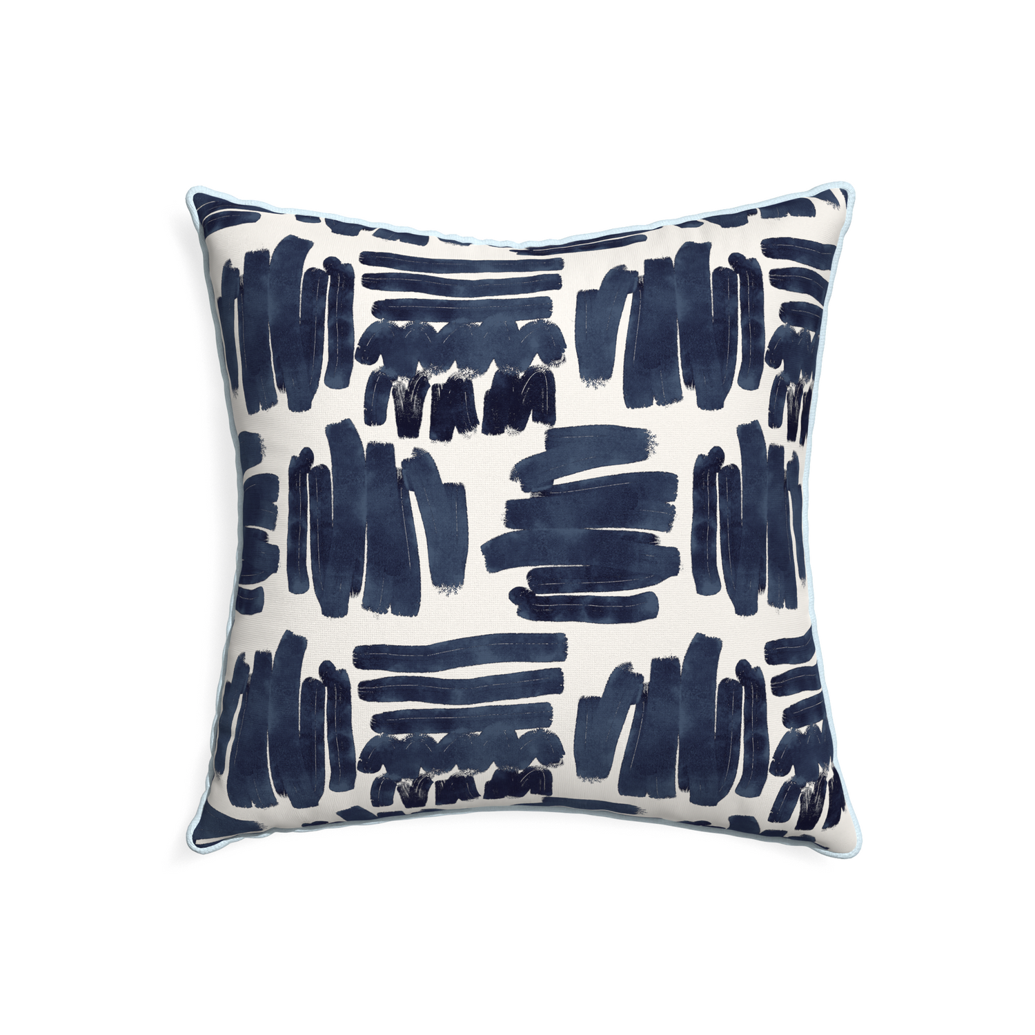 22-square warby custom pillow with powder piping on white background