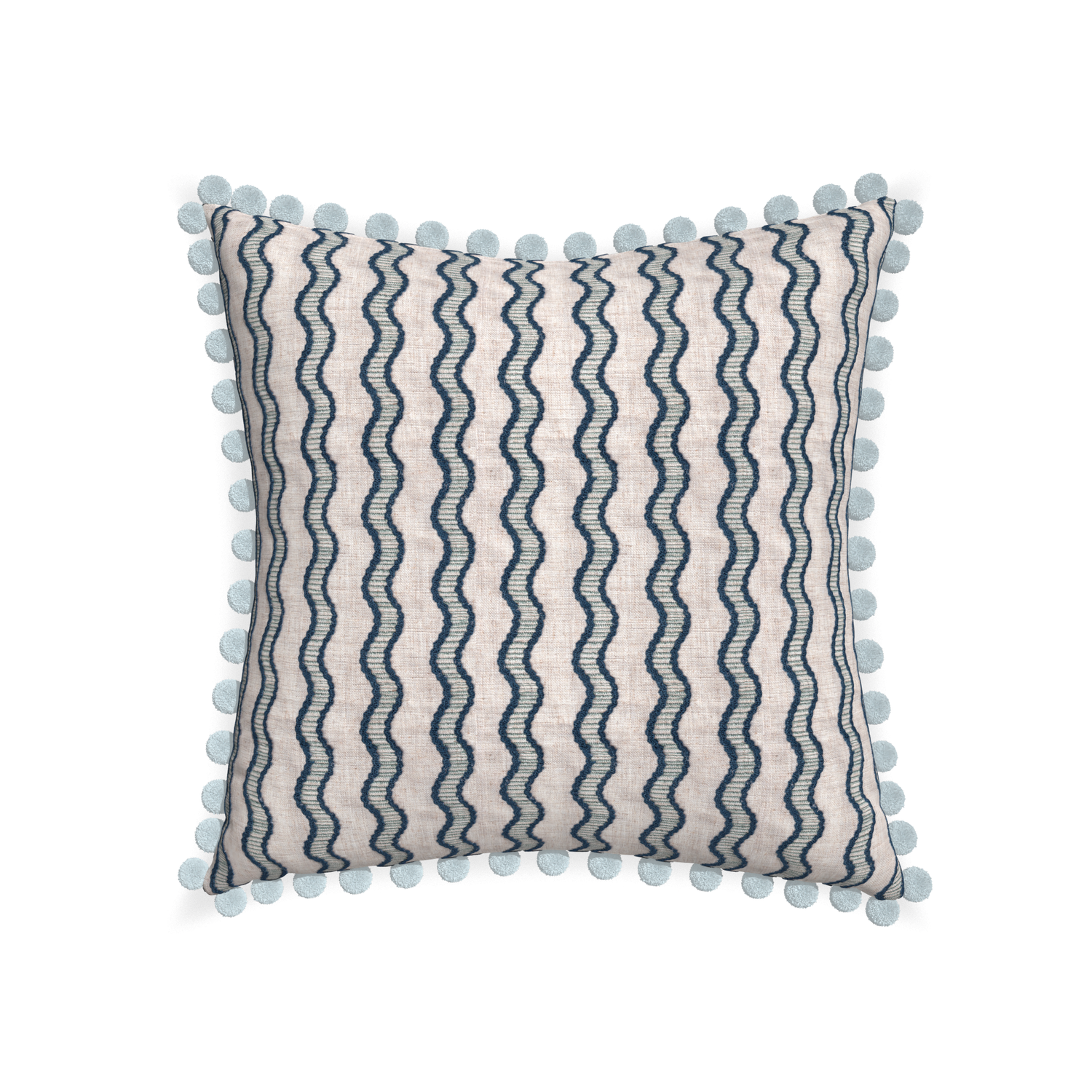 22-square beatrice custom embroidered wavepillow with powder pom pom on white background