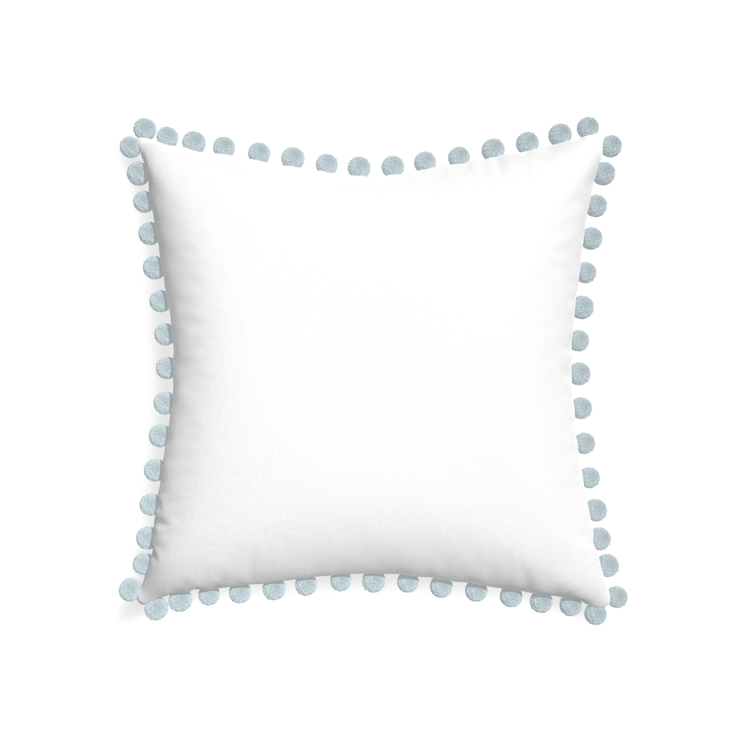 22-square snow custom pillow with powder pom pom on white background