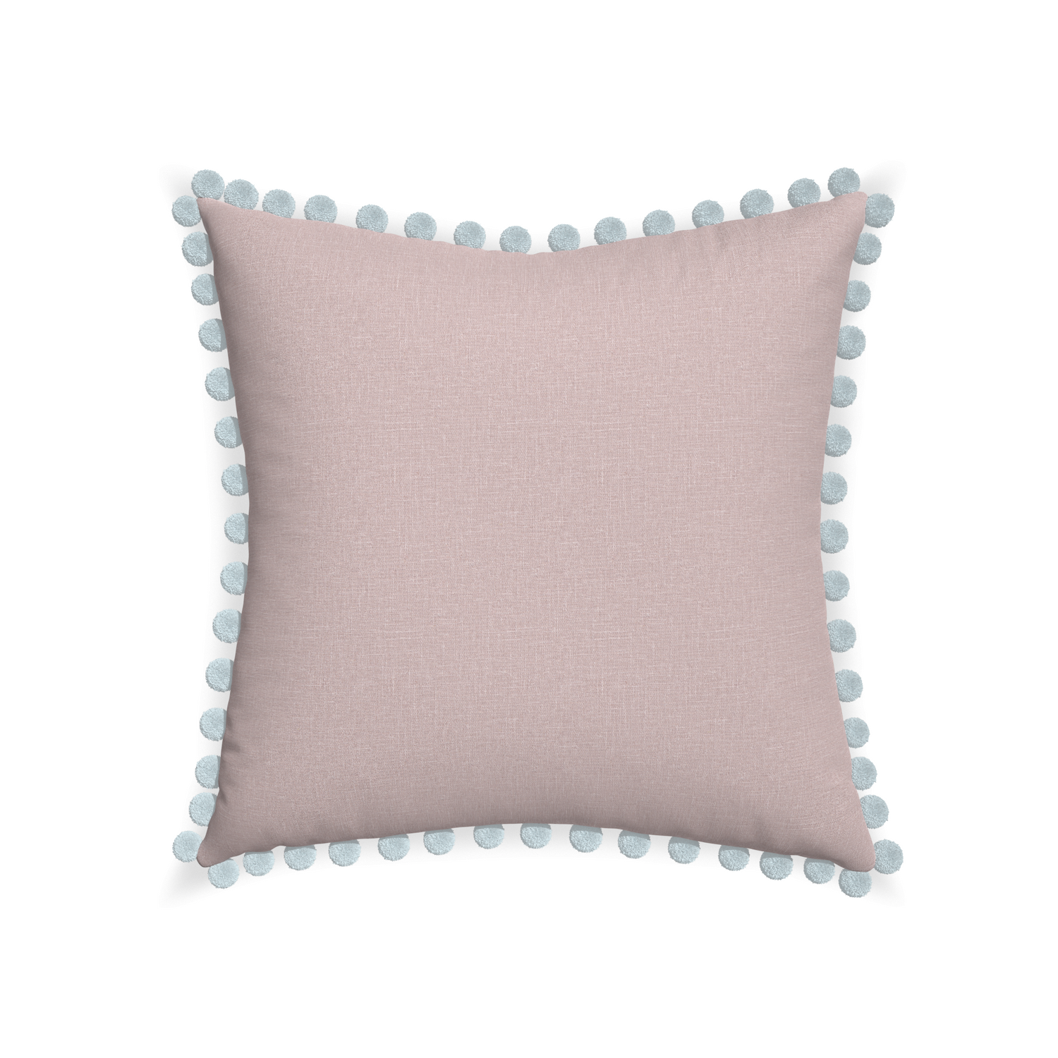 22-square orchid custom mauve pinkpillow with powder pom pom on white background
