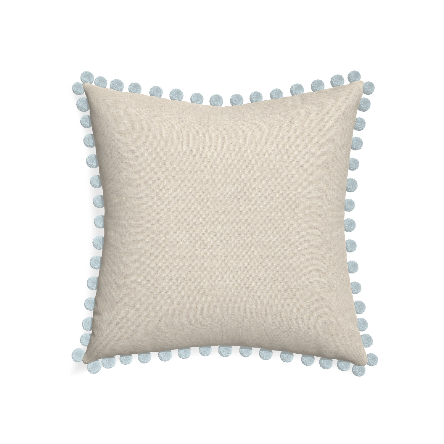 22-square oat custom light brownpillow with powder pom pom on white background