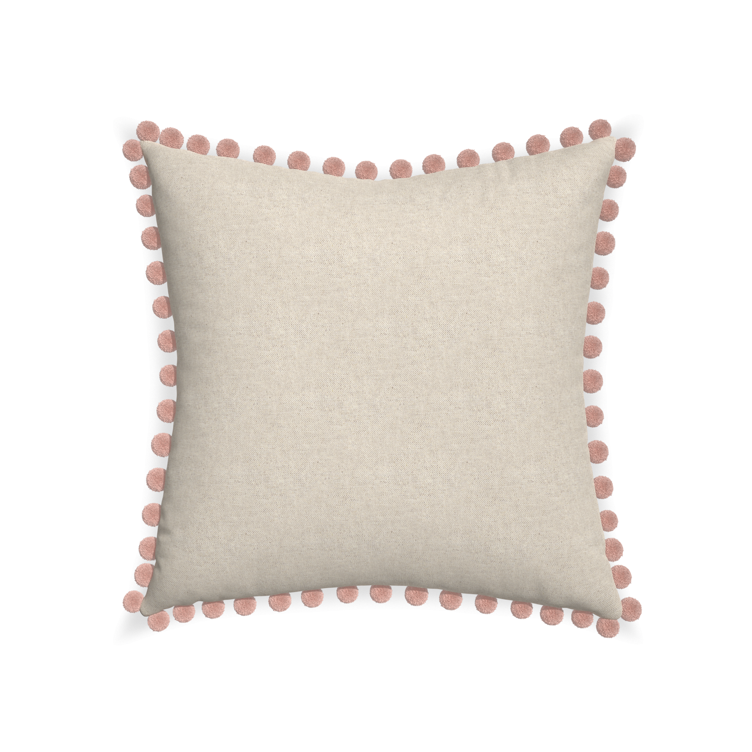 22-square oat custom light brownpillow with rose pom pom on white background
