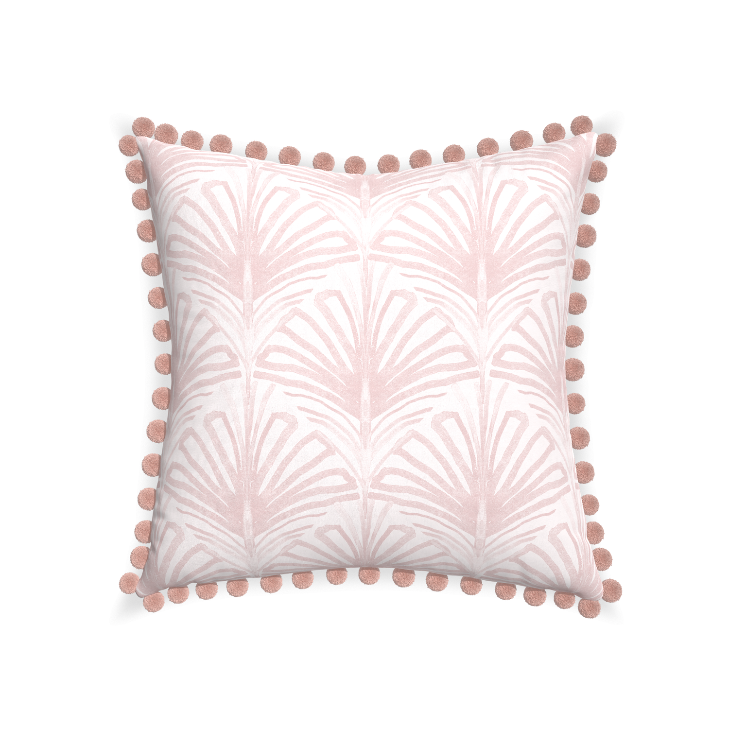 22-square suzy rose custom rose pink palmpillow with rose pom pom on white background
