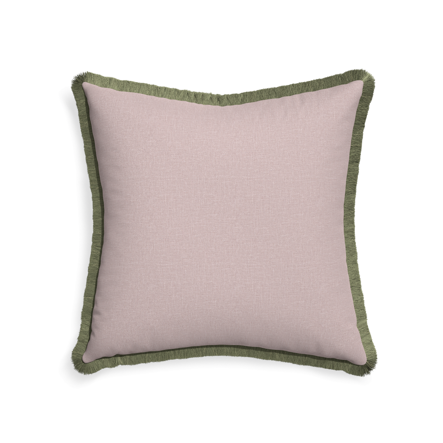 22-square orchid custom mauve pinkpillow with sage fringe on white background