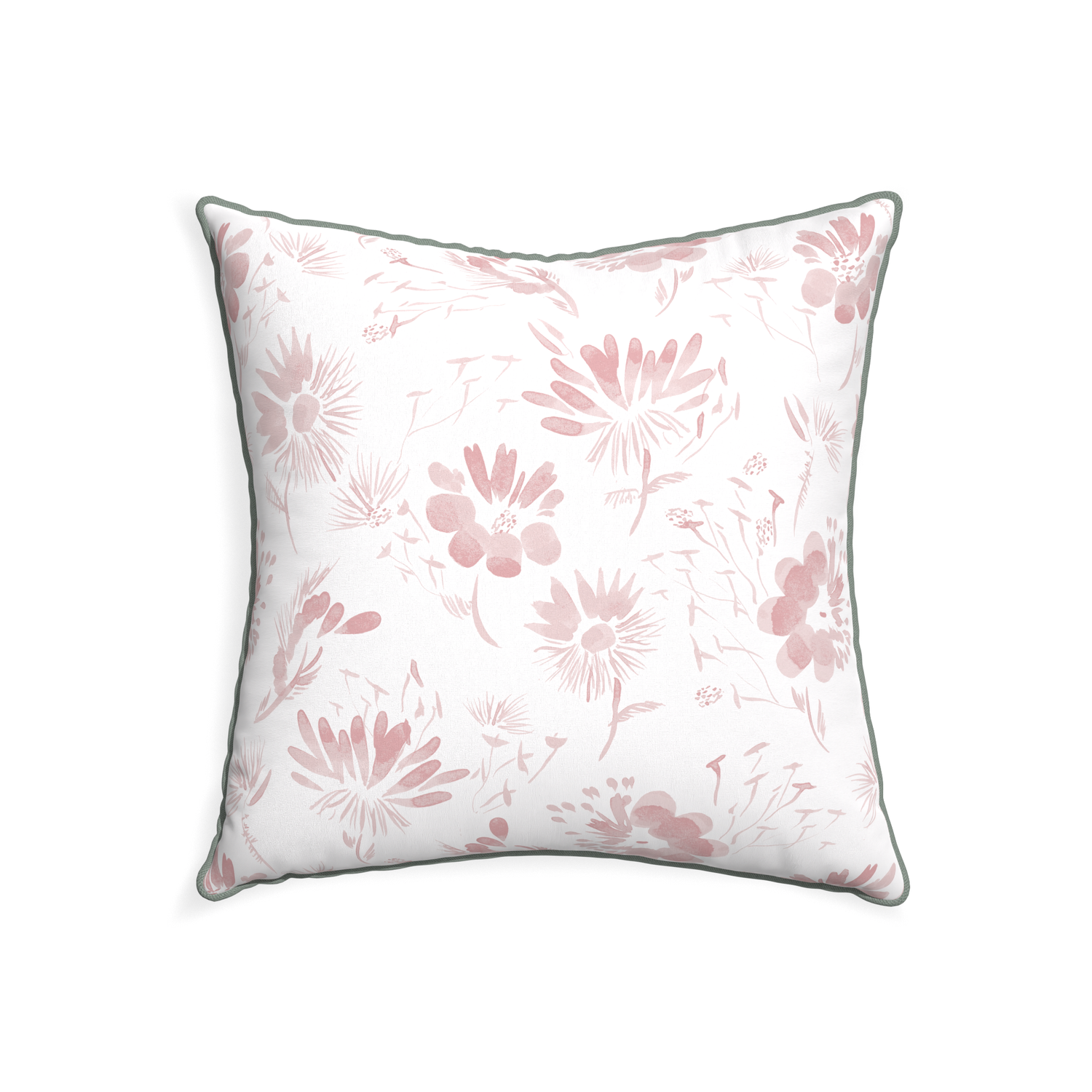 22-square blake custom pink floralpillow with sage piping on white background