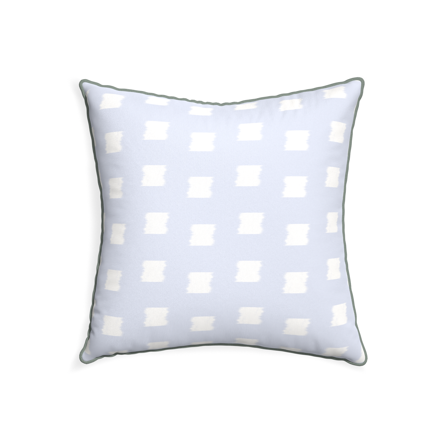 22-square denton custom sky blue patternpillow with sage piping on white background