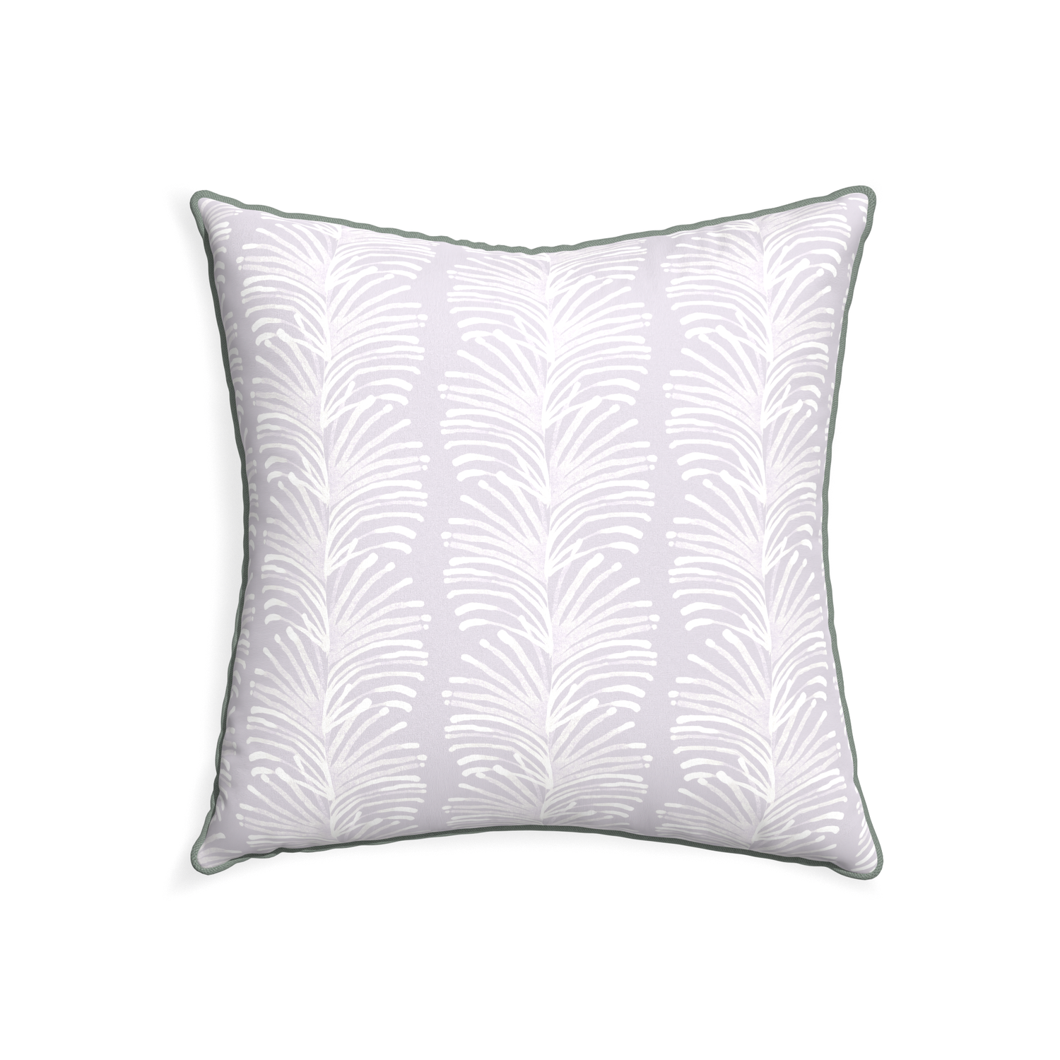 22-square emma lavender custom lavender botanical stripepillow with sage piping on white background
