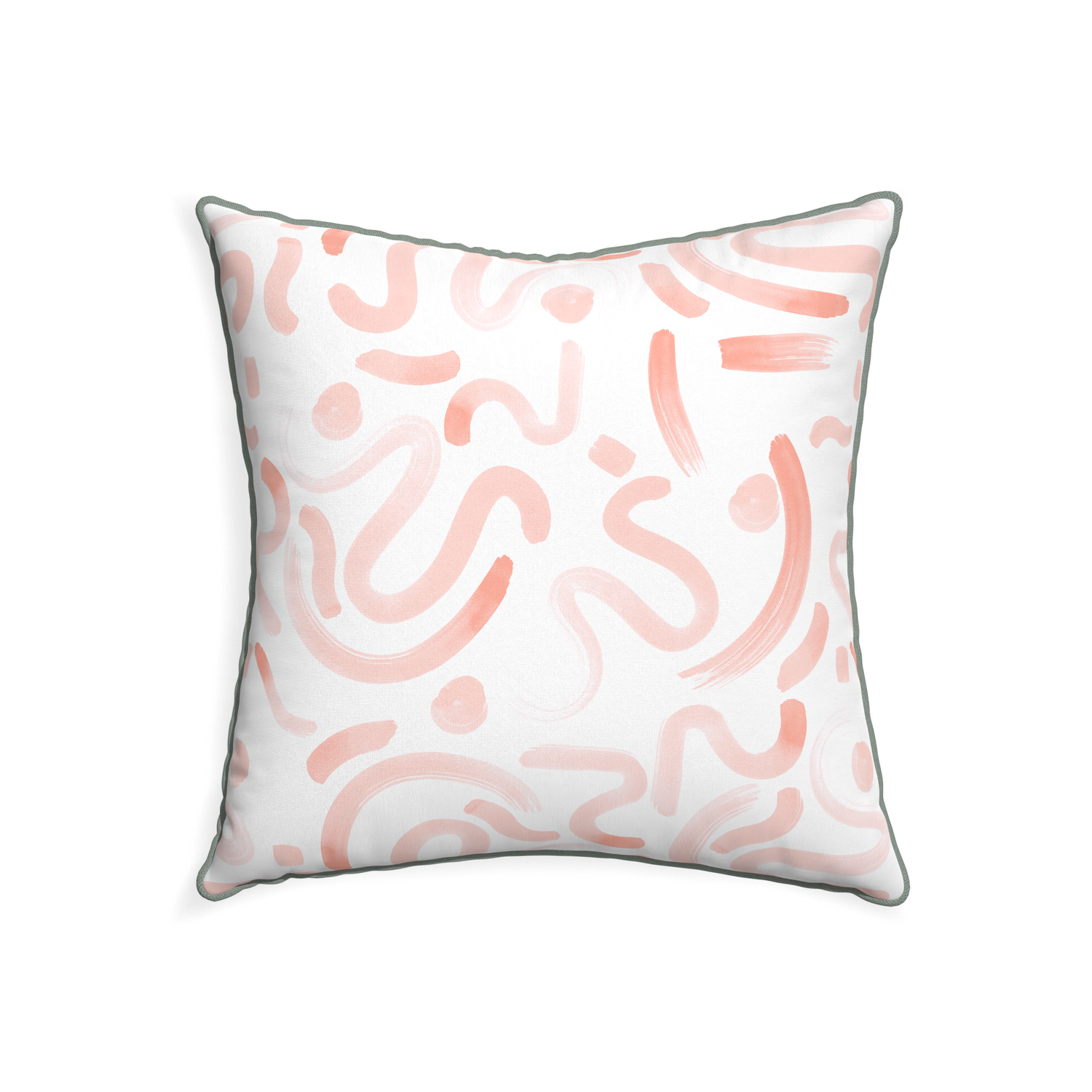 22-square hockney pink custom pink graphicpillow with sage piping on white background
