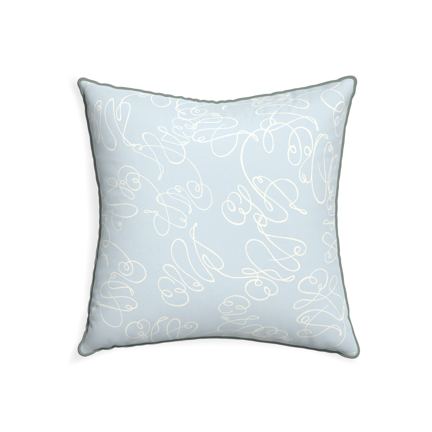 22-square mirabella custom powder blue abstractpillow with sage piping on white background