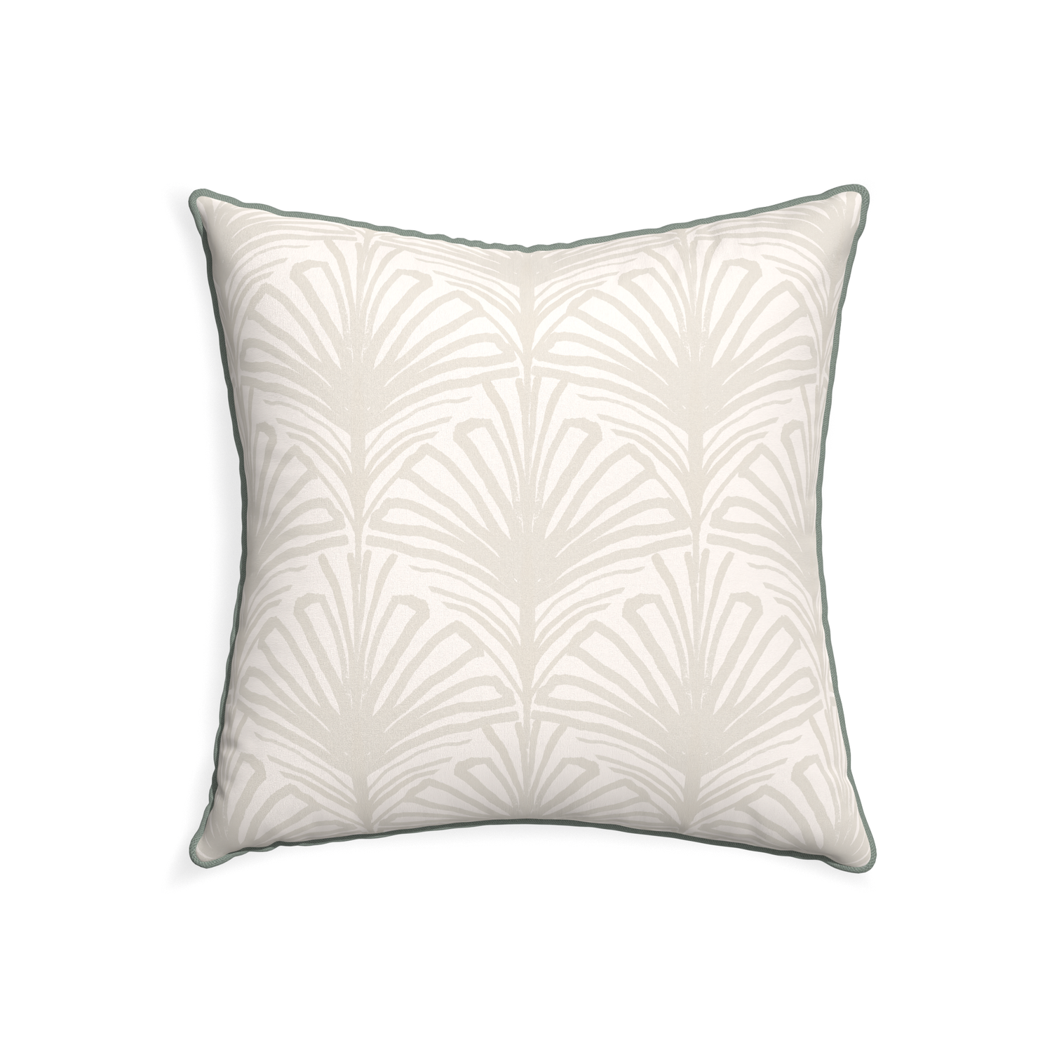 22-square suzy sand custom beige palmpillow with sage piping on white background