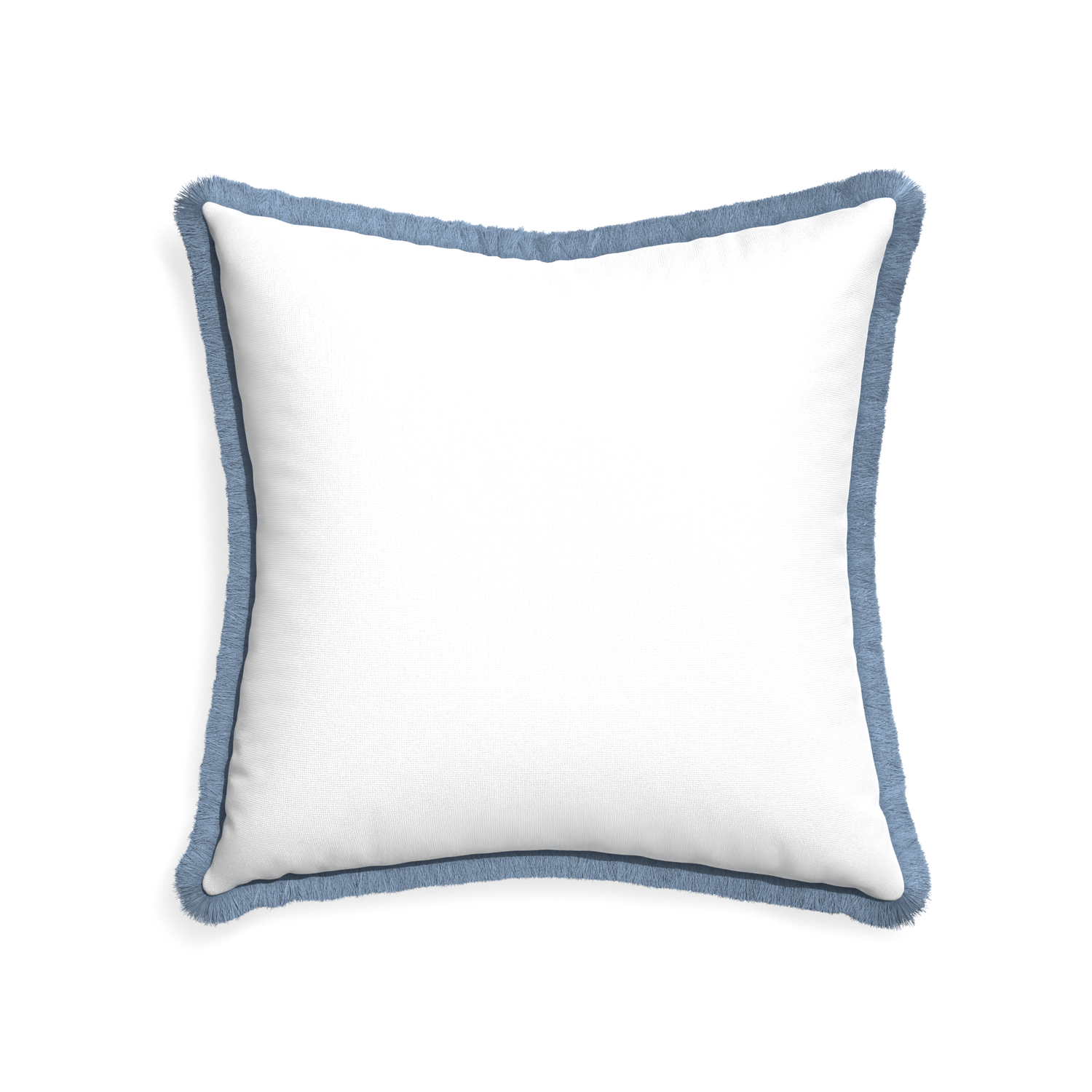 22-square snow custom pillow with sky fringe on white background