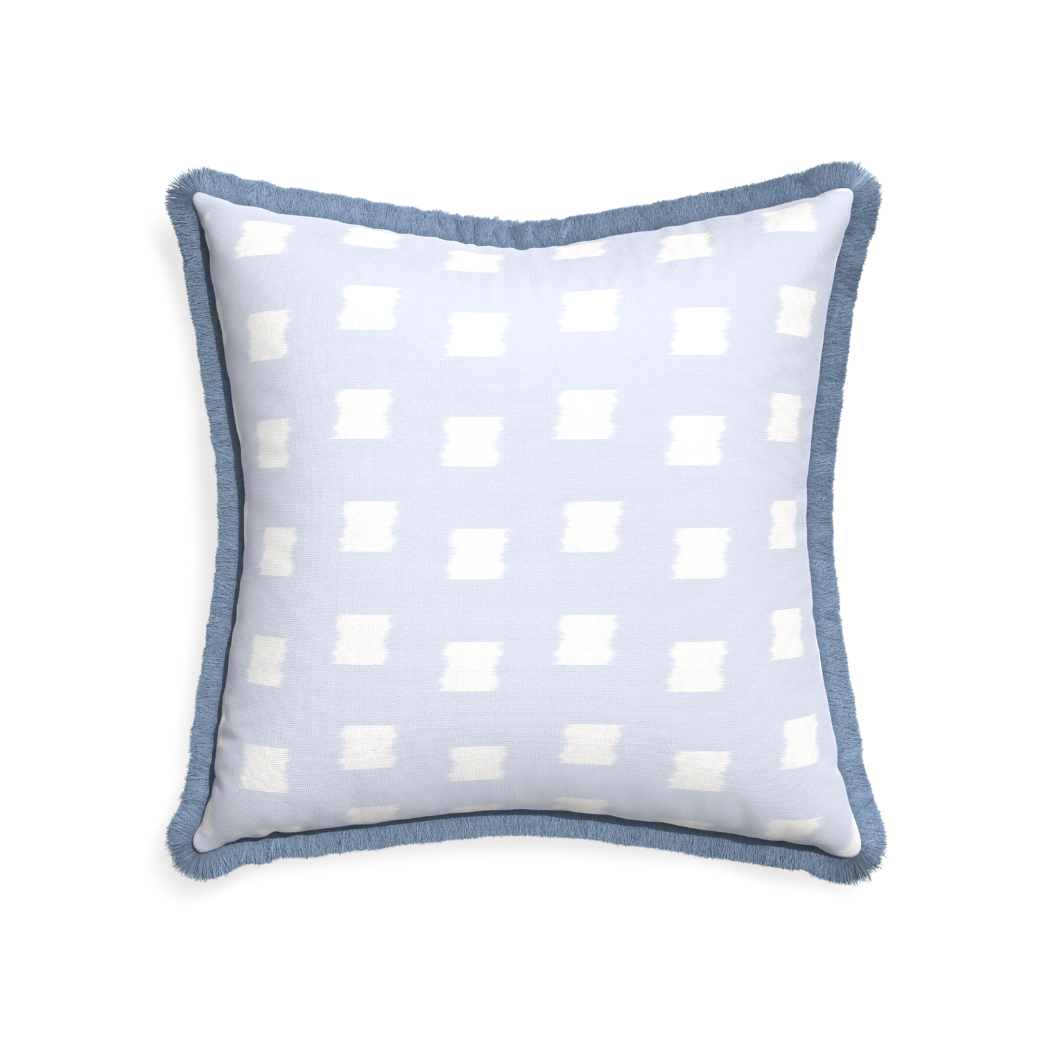 22-square denton custom pillow with sky fringe on white background