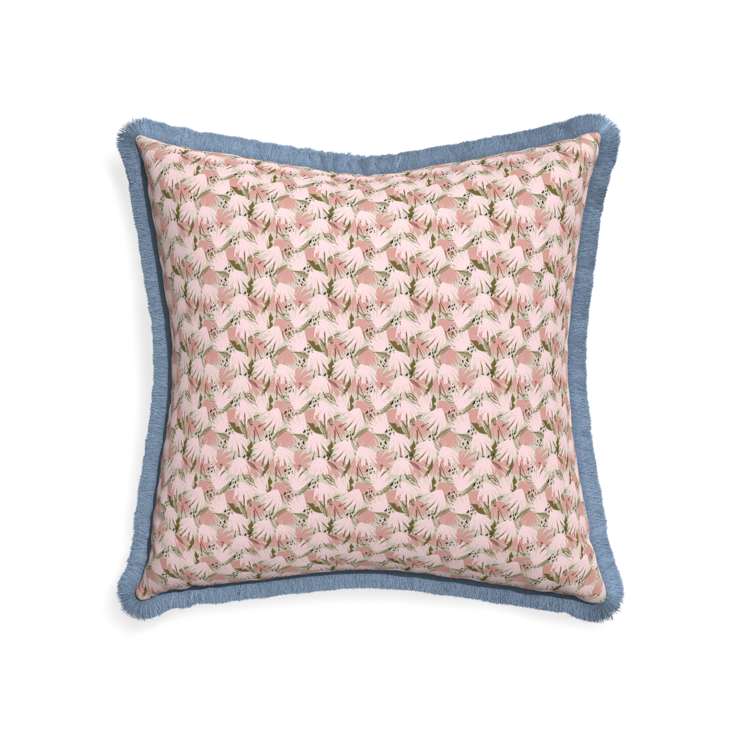 22-square eden pink custom pink floralpillow with sky fringe on white background
