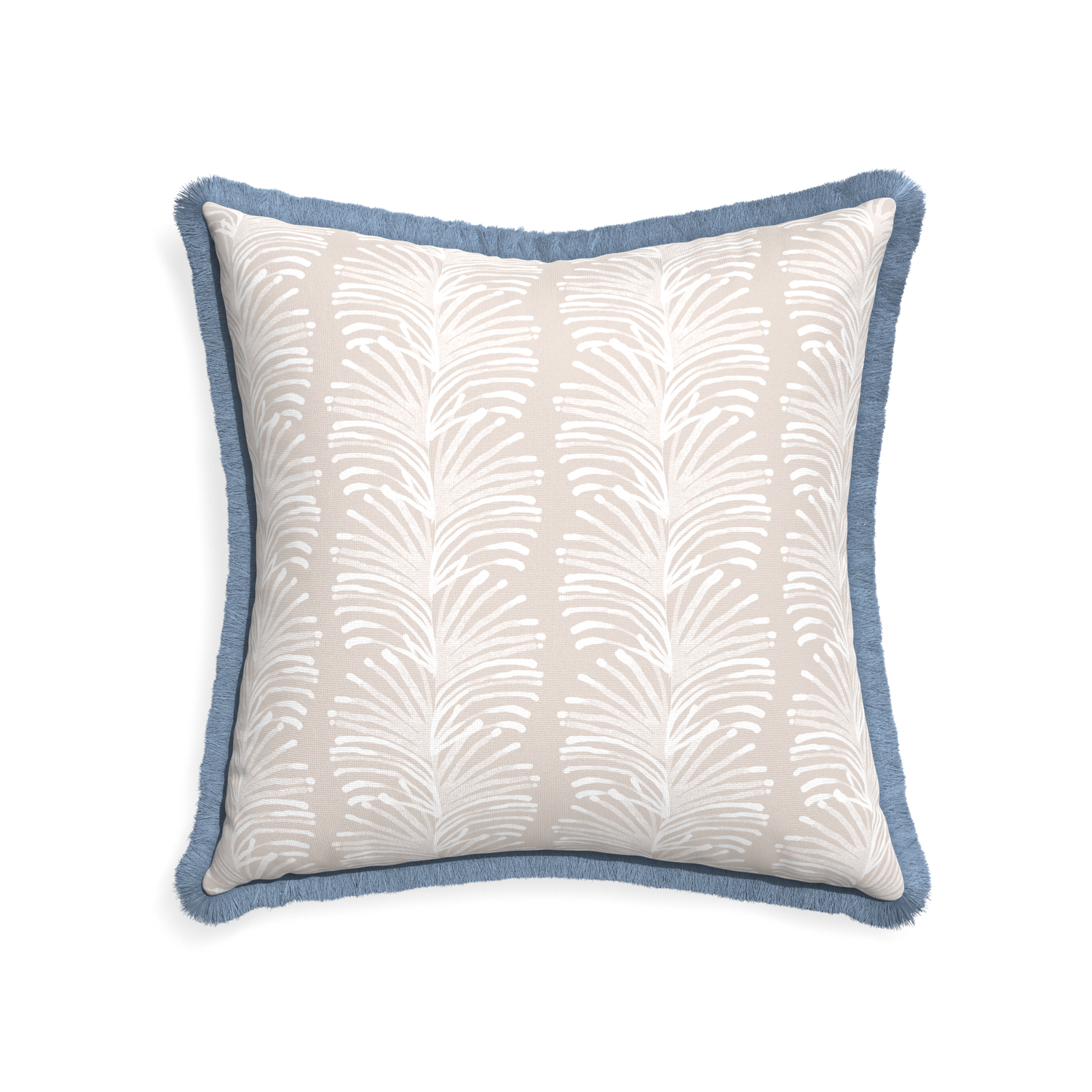 22-square emma sand custom pillow with sky fringe on white background