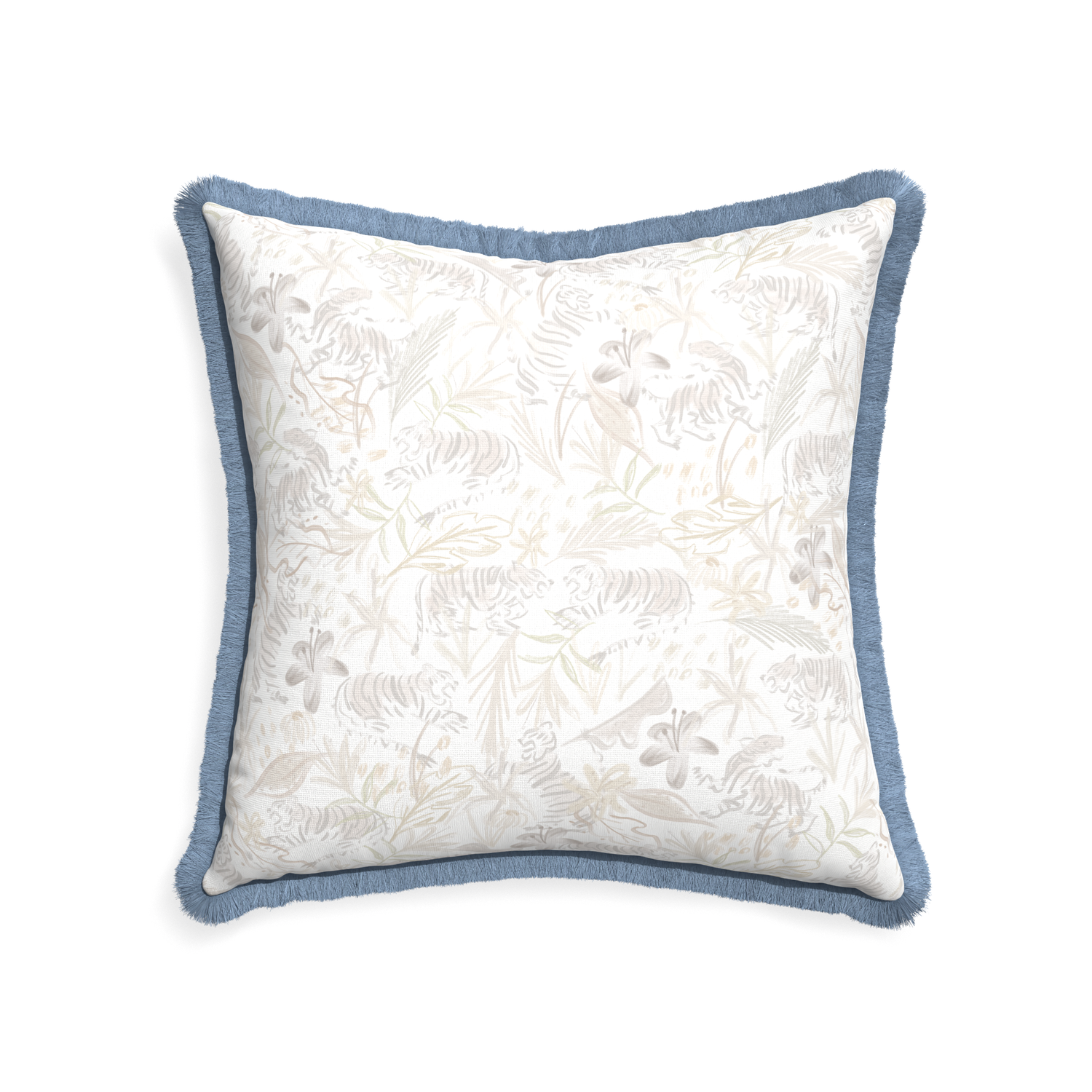 22-square frida sand custom pillow with sky fringe on white background