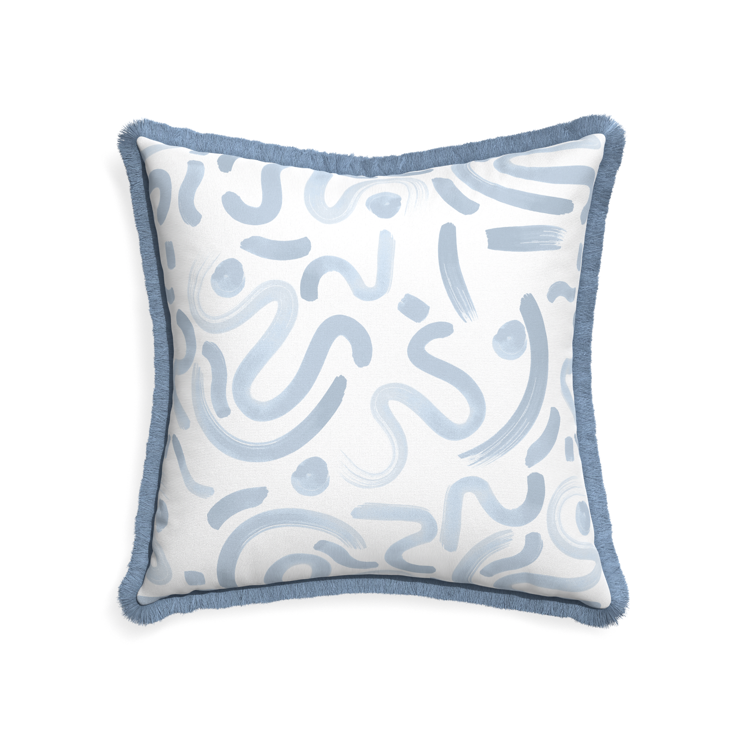 22-square hockney sky custom pillow with sky fringe on white background