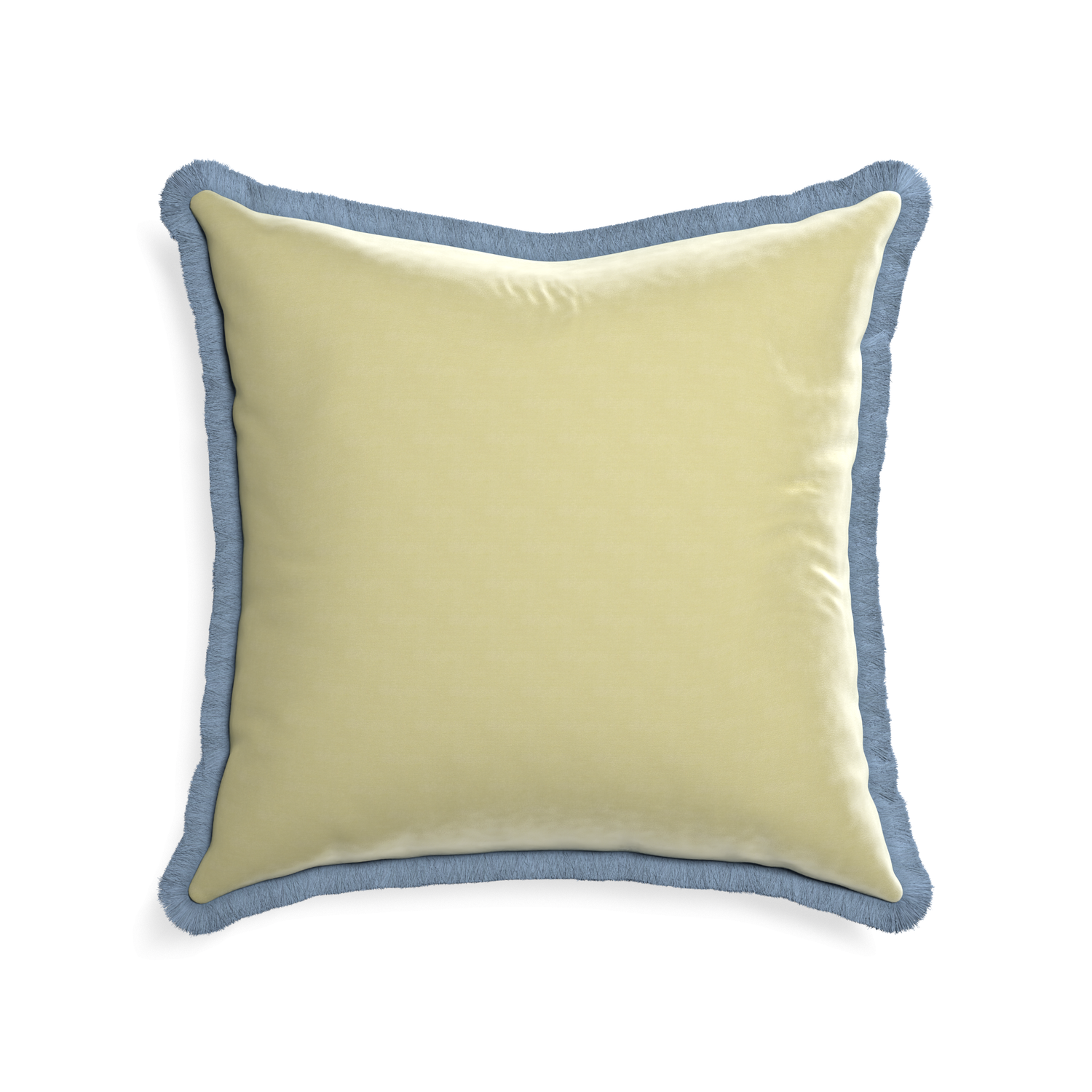 22-square pear velvet custom pillow with sky fringe on white background
