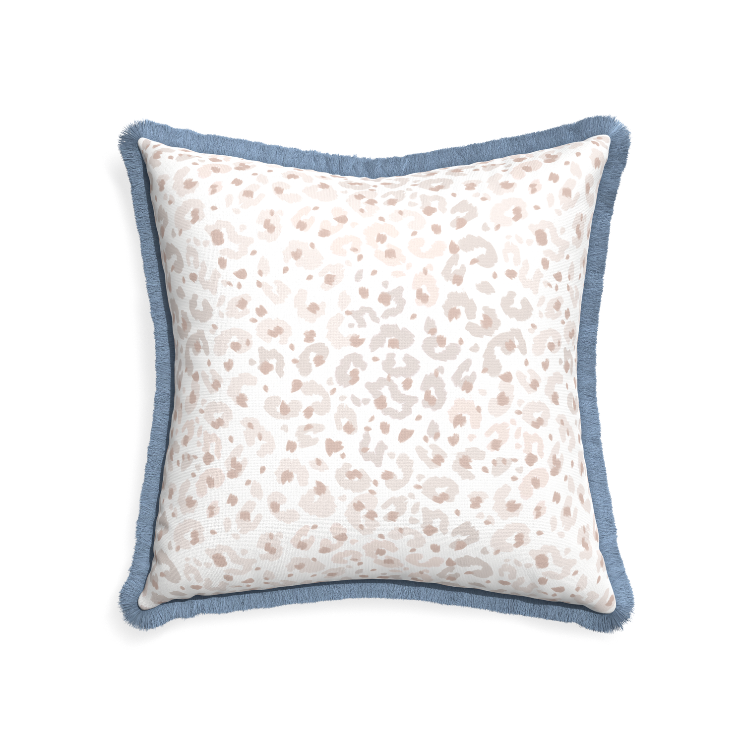 22-square rosie custom pillow with sky fringe on white background