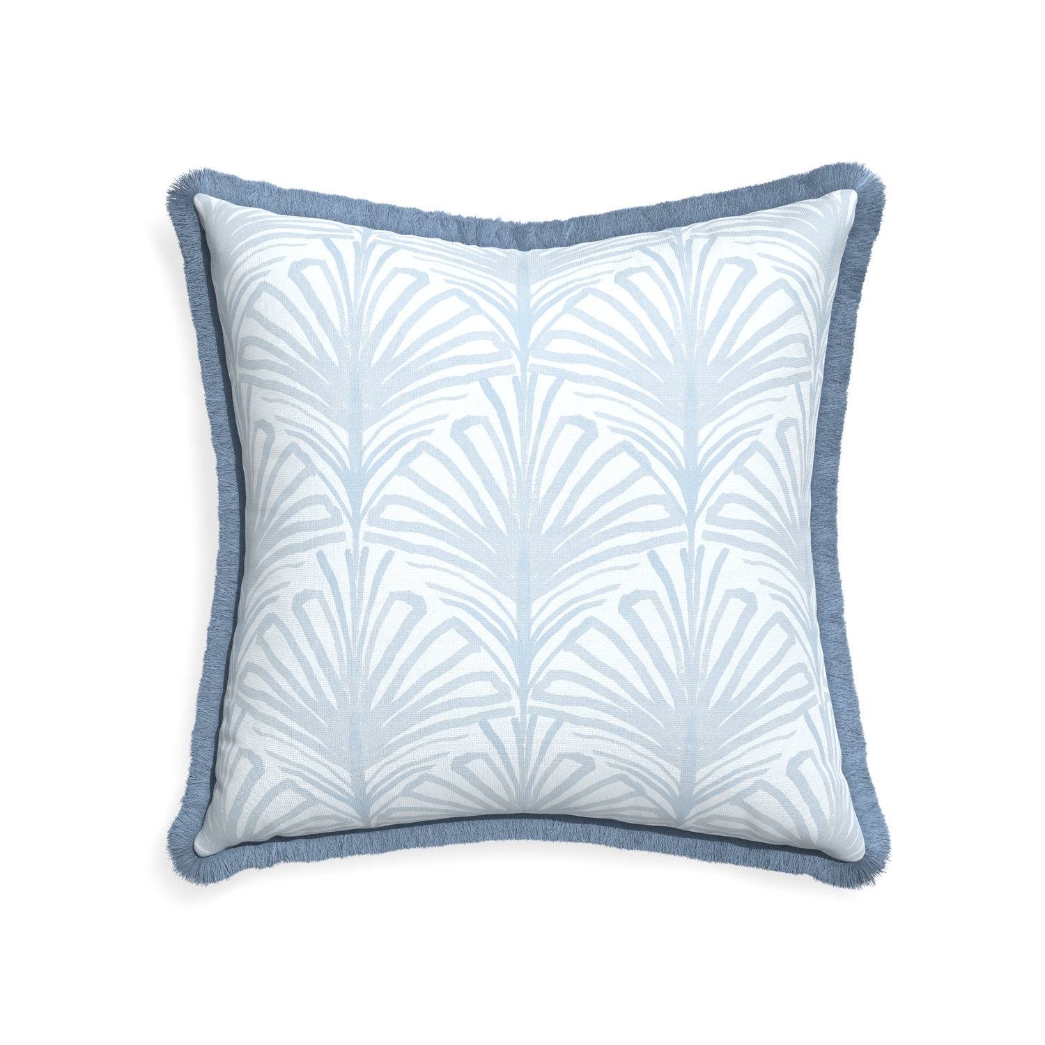 22-square suzy sky custom pillow with sky fringe on white background