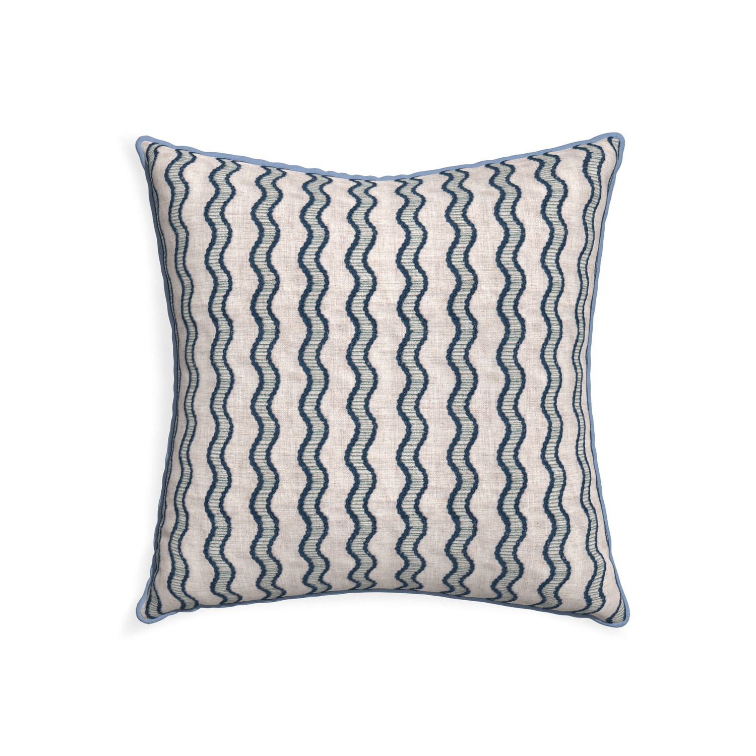 22-square beatrice custom embroidered wavepillow with sky piping on white background
