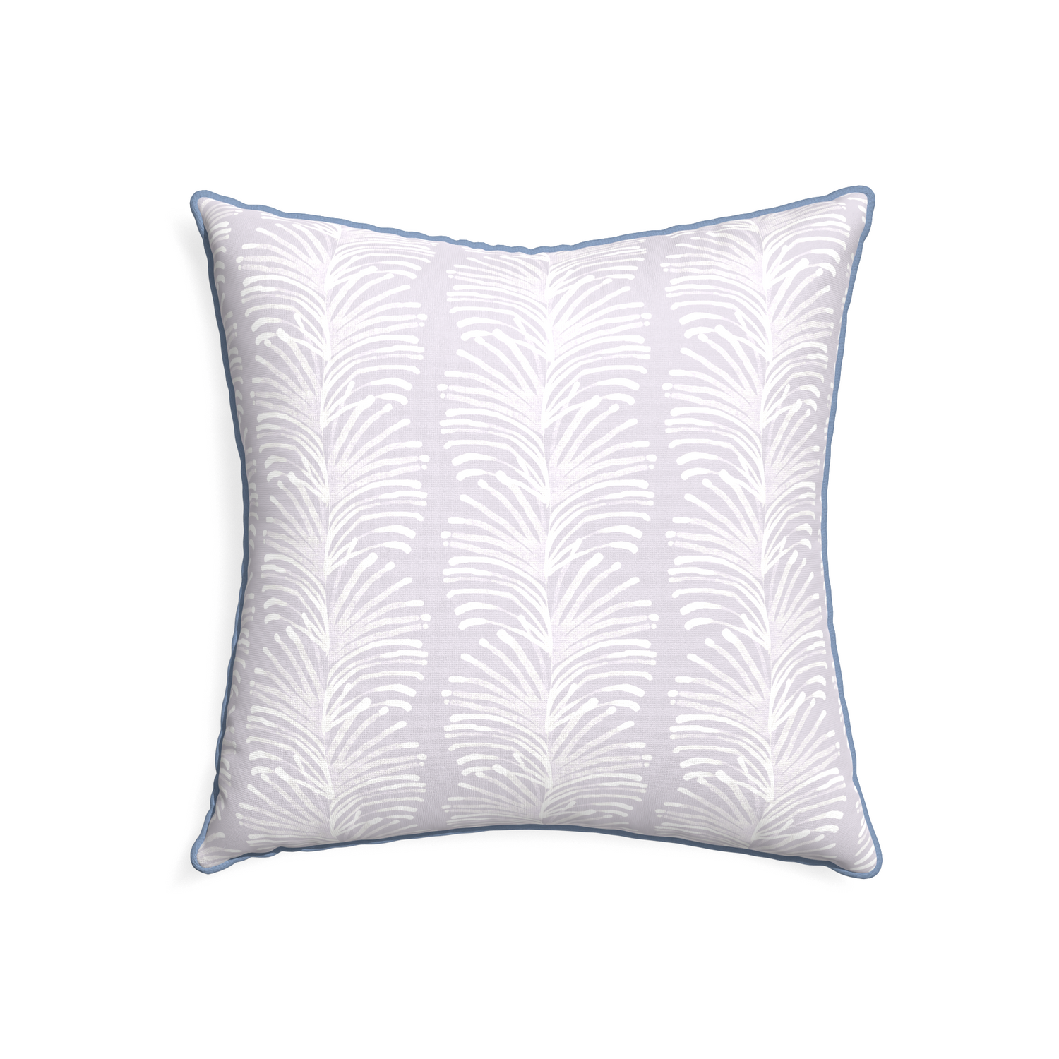 22-square emma lavender custom pillow with sky piping on white background