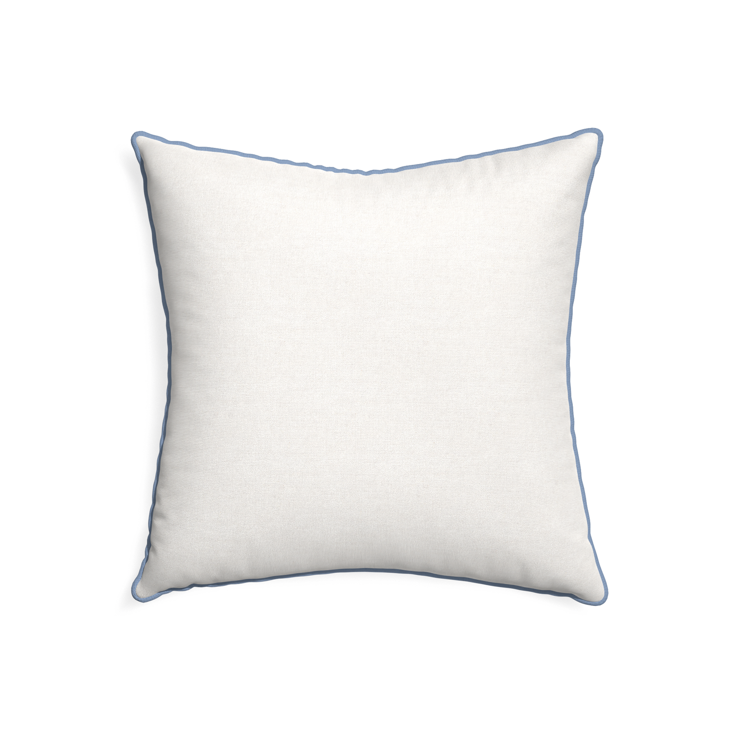 22-square flour custom pillow with sky piping on white background