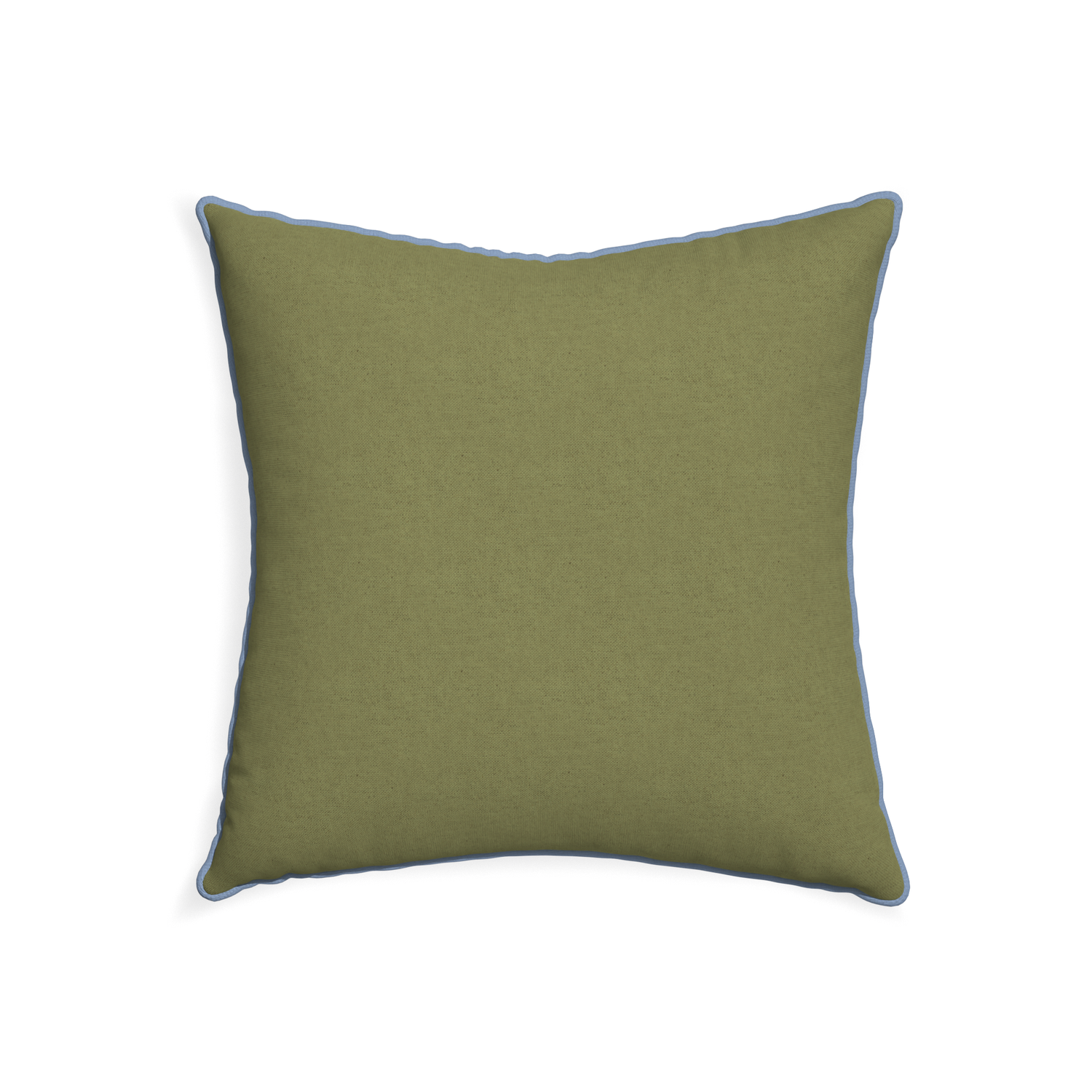 22-square moss custom moss greenpillow with sky piping on white background