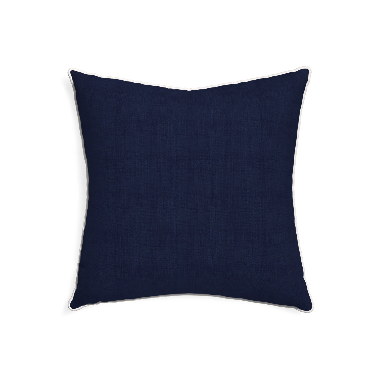 22-square midnight custom pillow with snow piping on white background