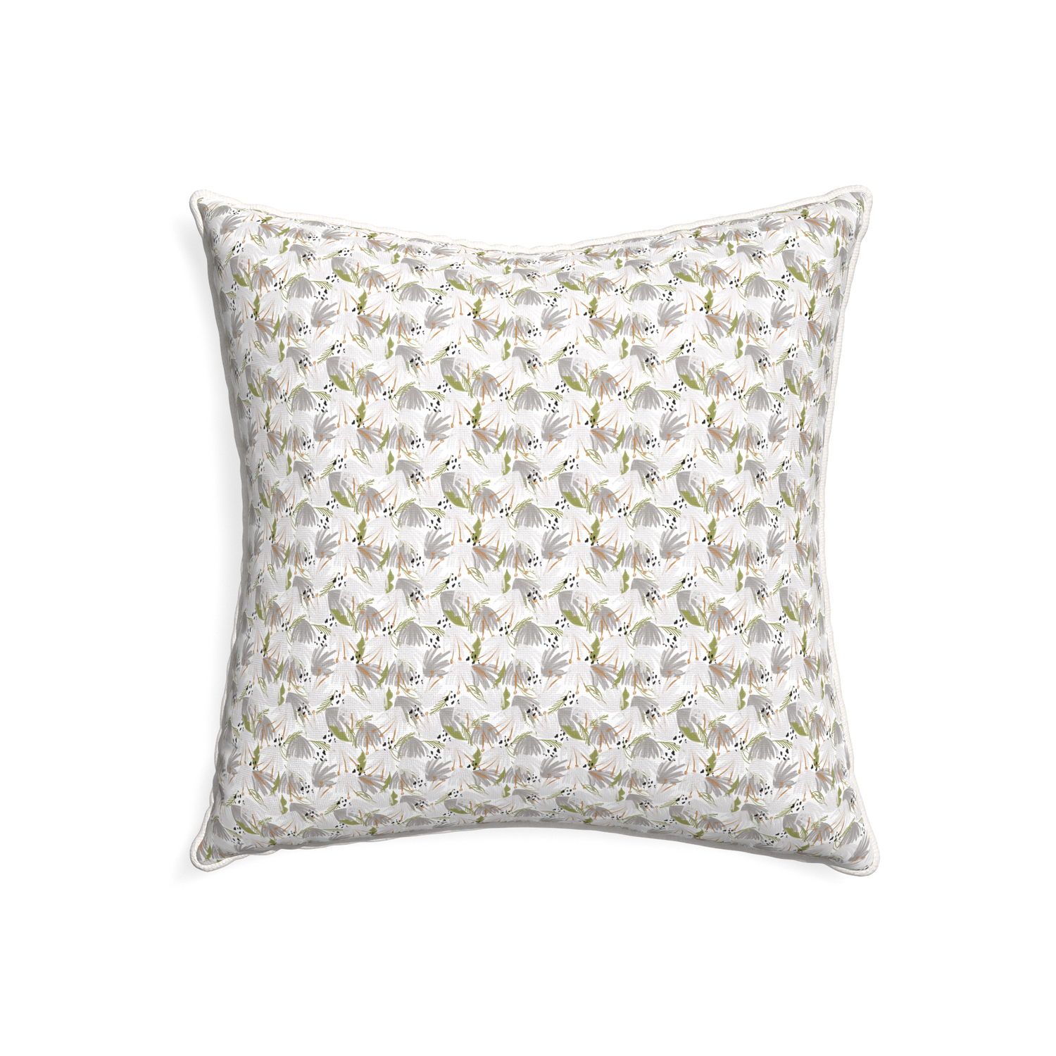 22-square eden grey custom pillow with snow piping on white background