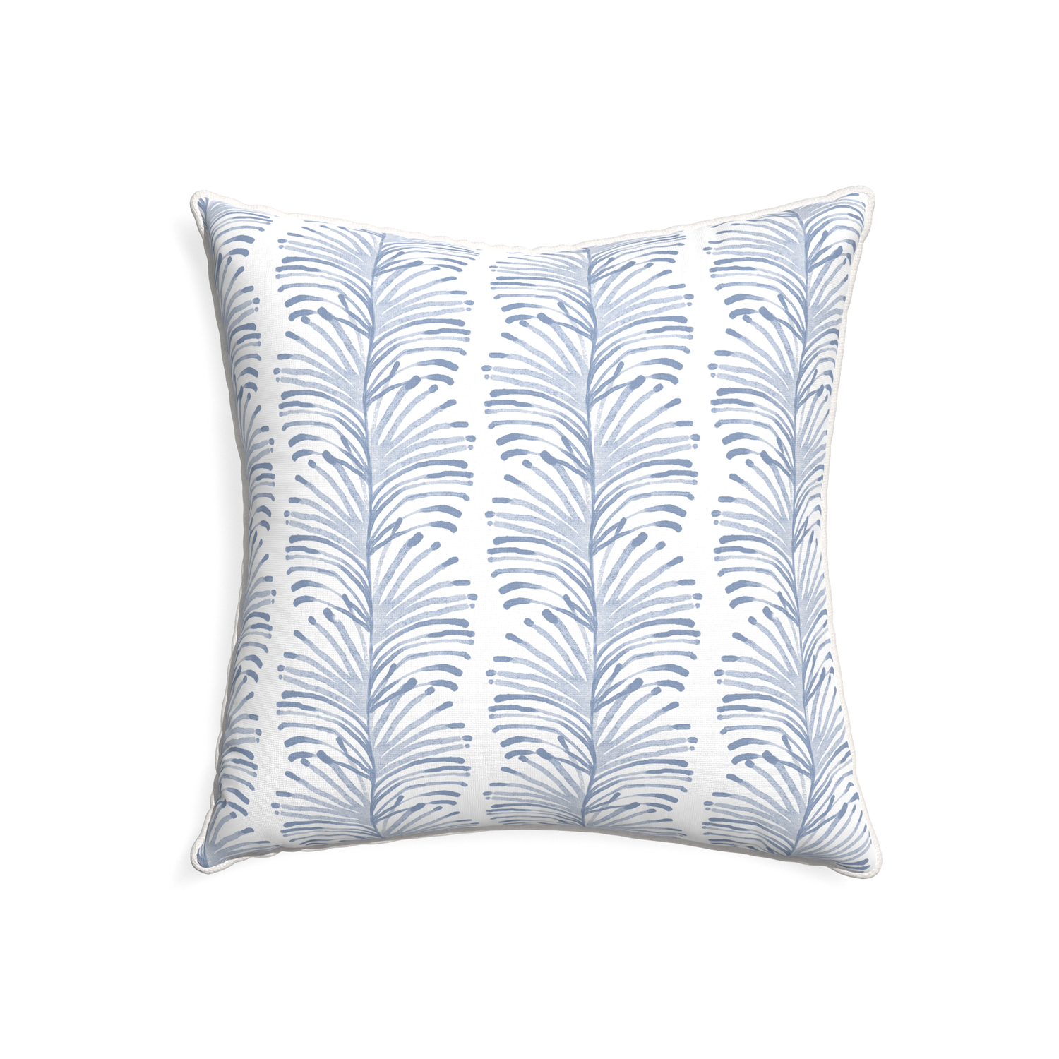 22-square emma sky custom pillow with snow piping on white background