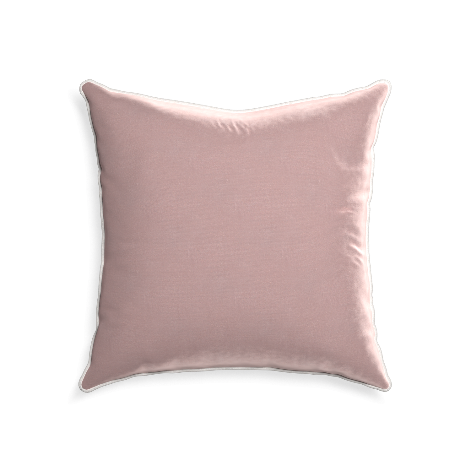 22-square mauve velvet custom pillow with snow piping on white background