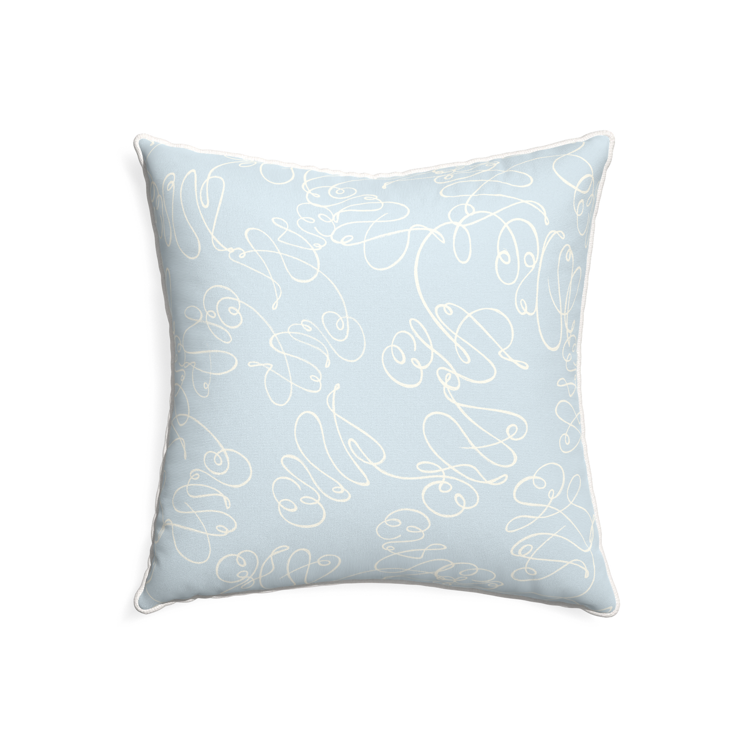 22-square mirabella custom pillow with snow piping on white background