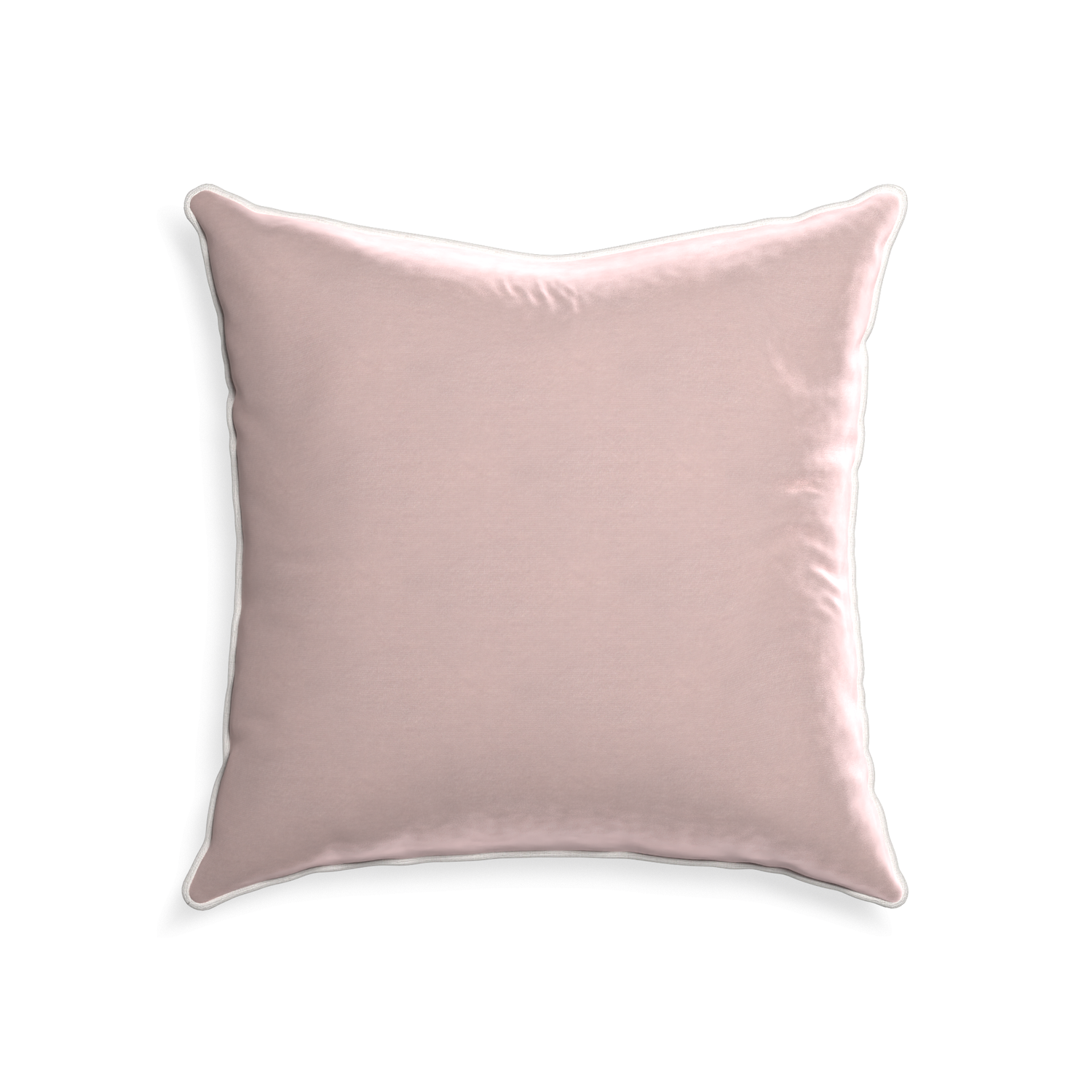 22-square rose velvet custom pillow with snow piping on white background