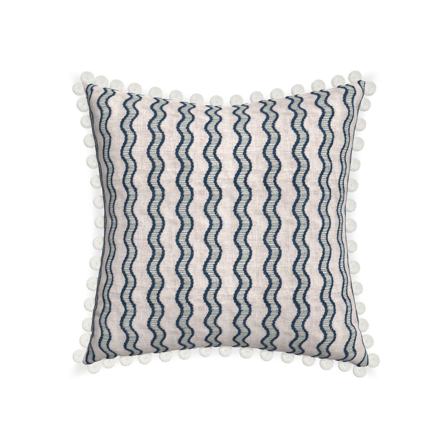 22-square beatrice custom embroidered wavepillow with snow pom pom on white background