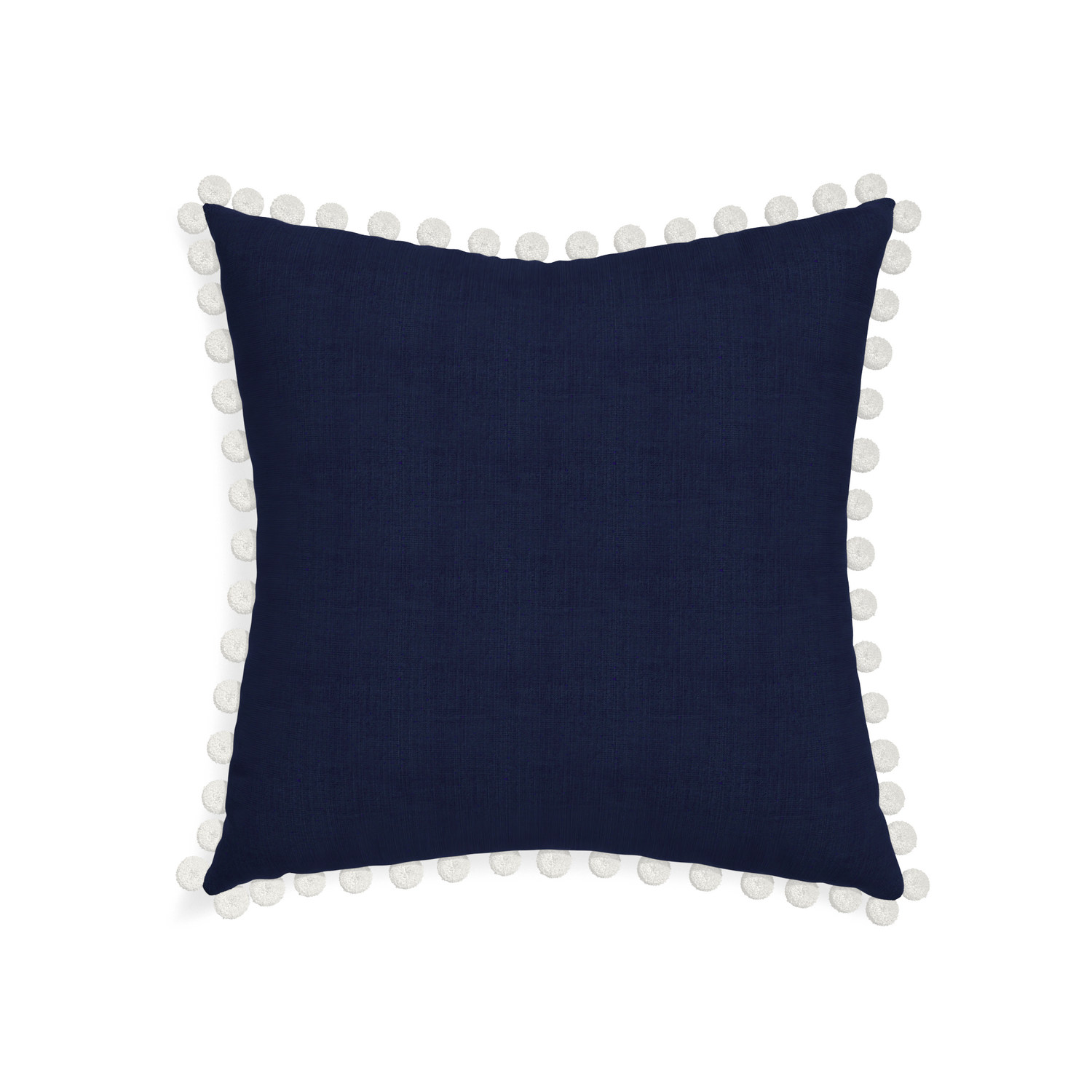 22-square midnight custom pillow with snow pom pom on white background