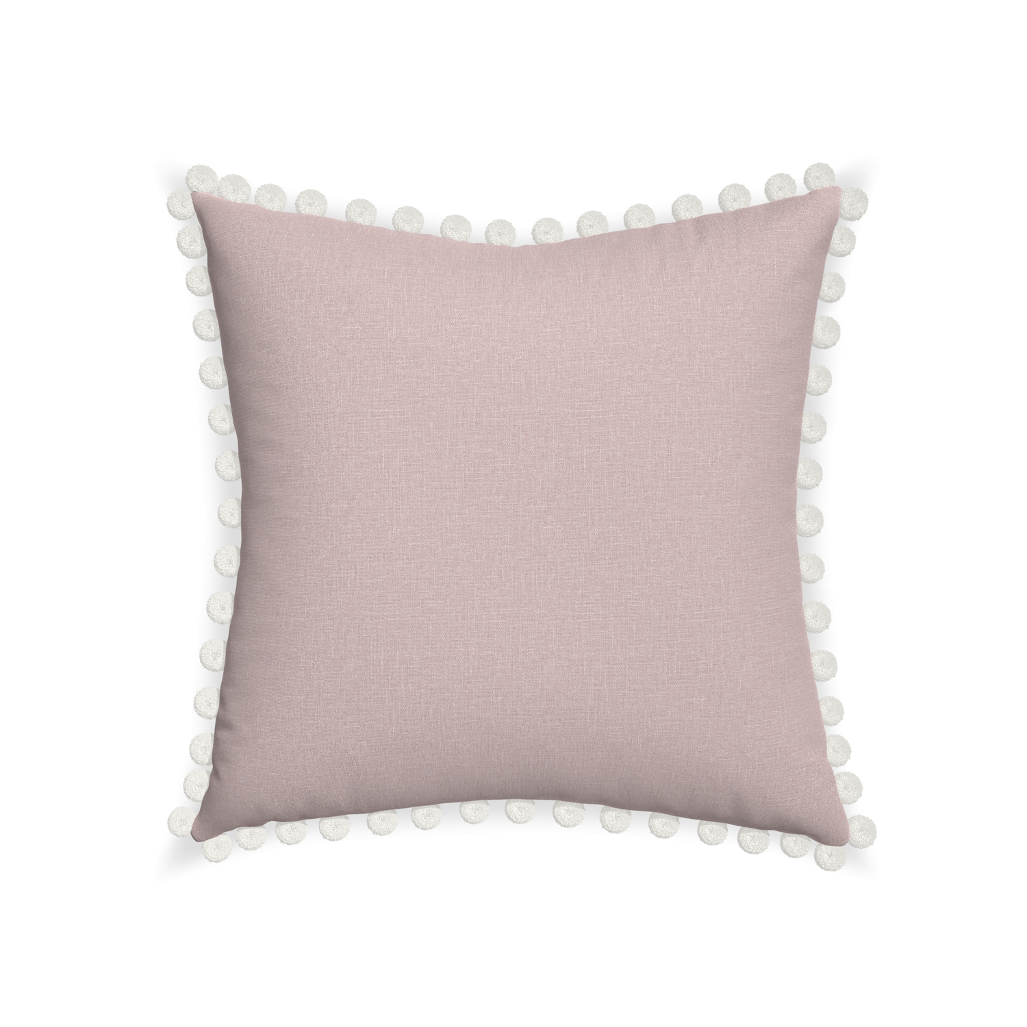 22-square orchid custom mauve pinkpillow with snow pom pom on white background