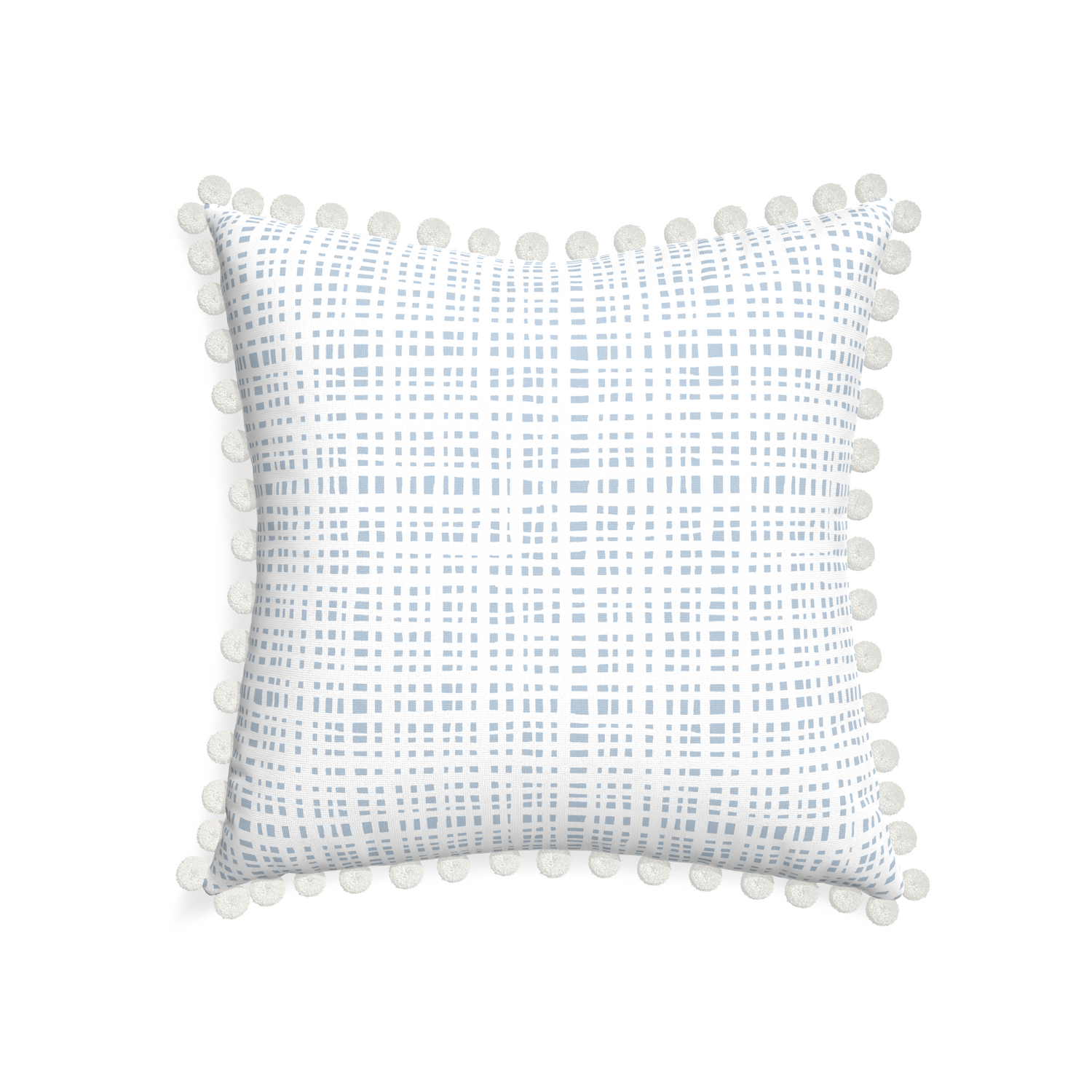 22-square ginger sky custom pillow with snow pom pom on white background