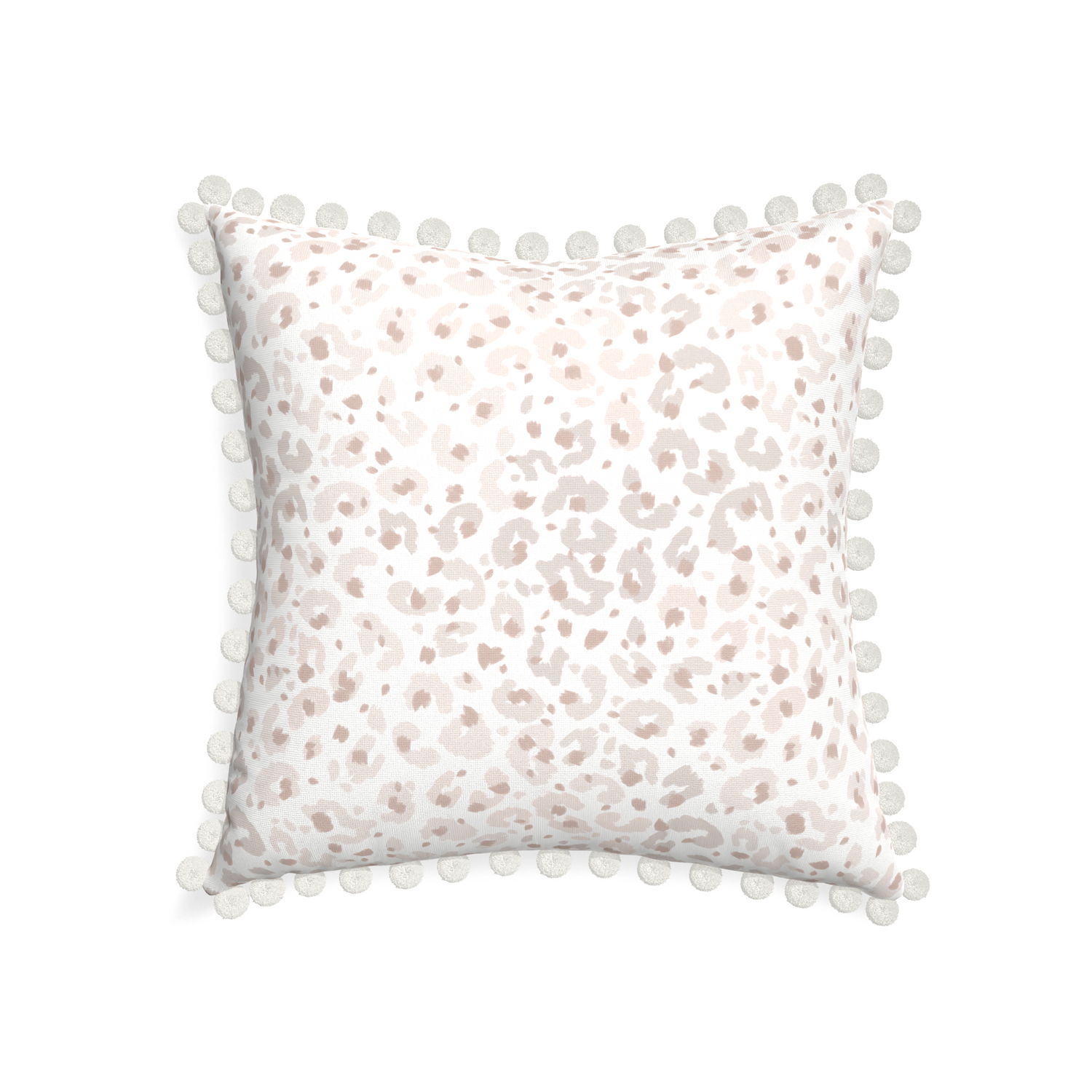 22-square rosie custom pillow with snow pom pom on white background